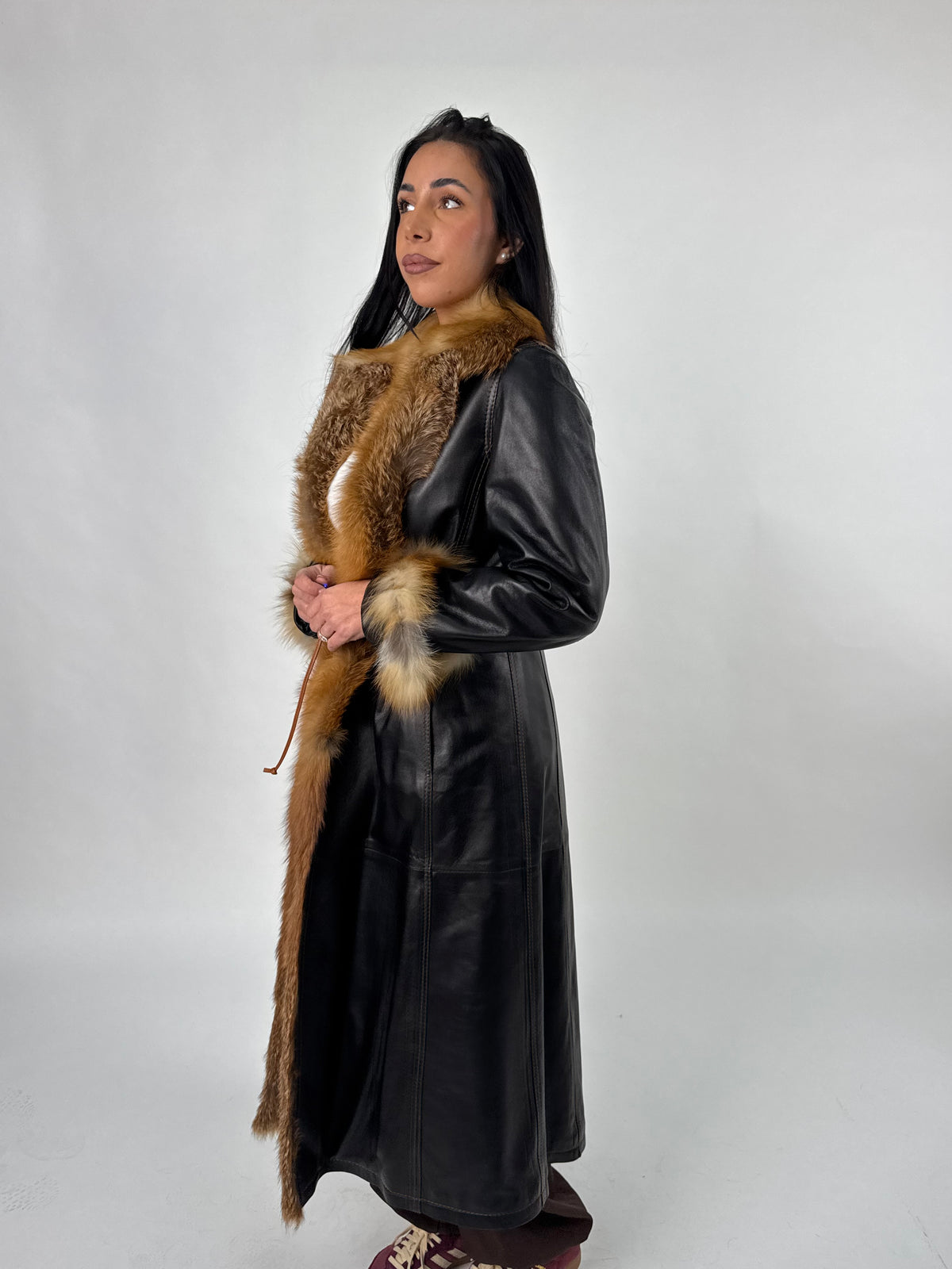 Cappotto in pelle e volpe