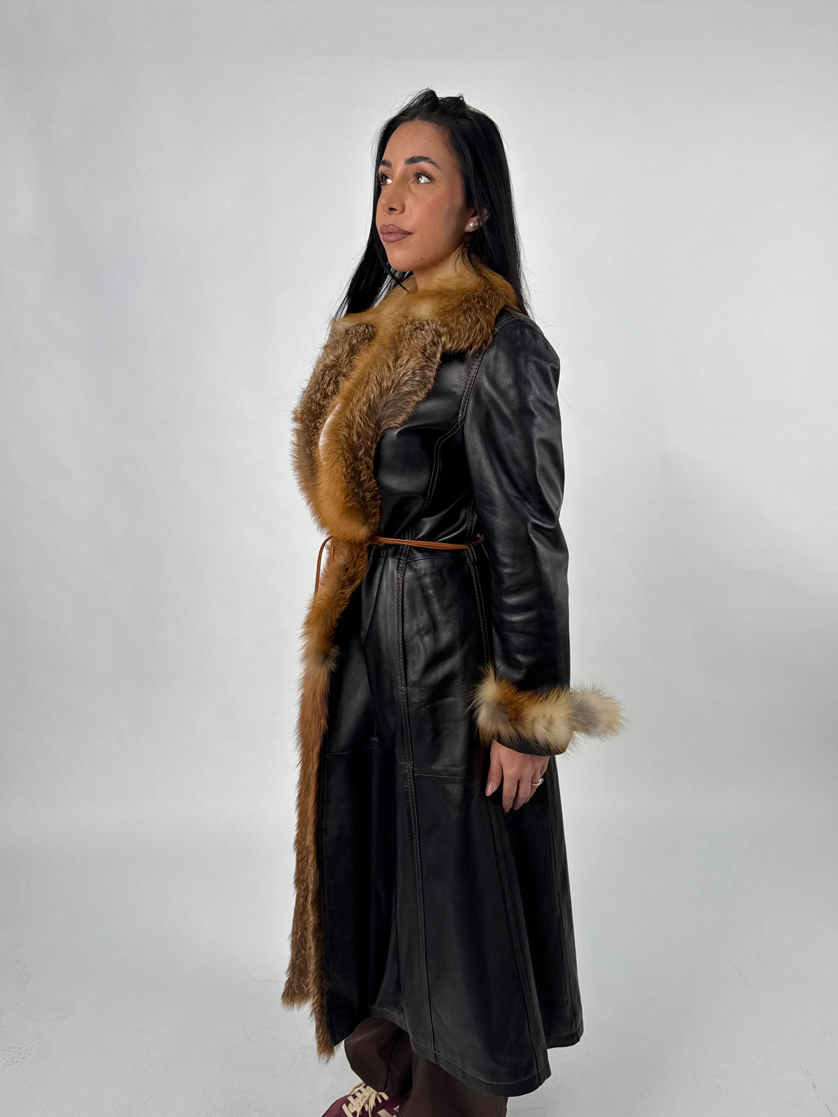 Cappotto in pelle e volpe