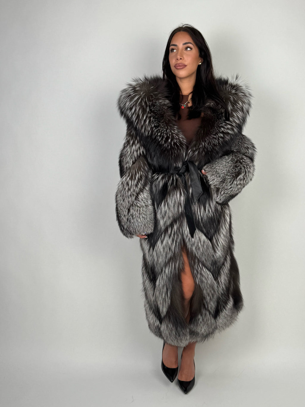 Cappotto in volpe argentata N786