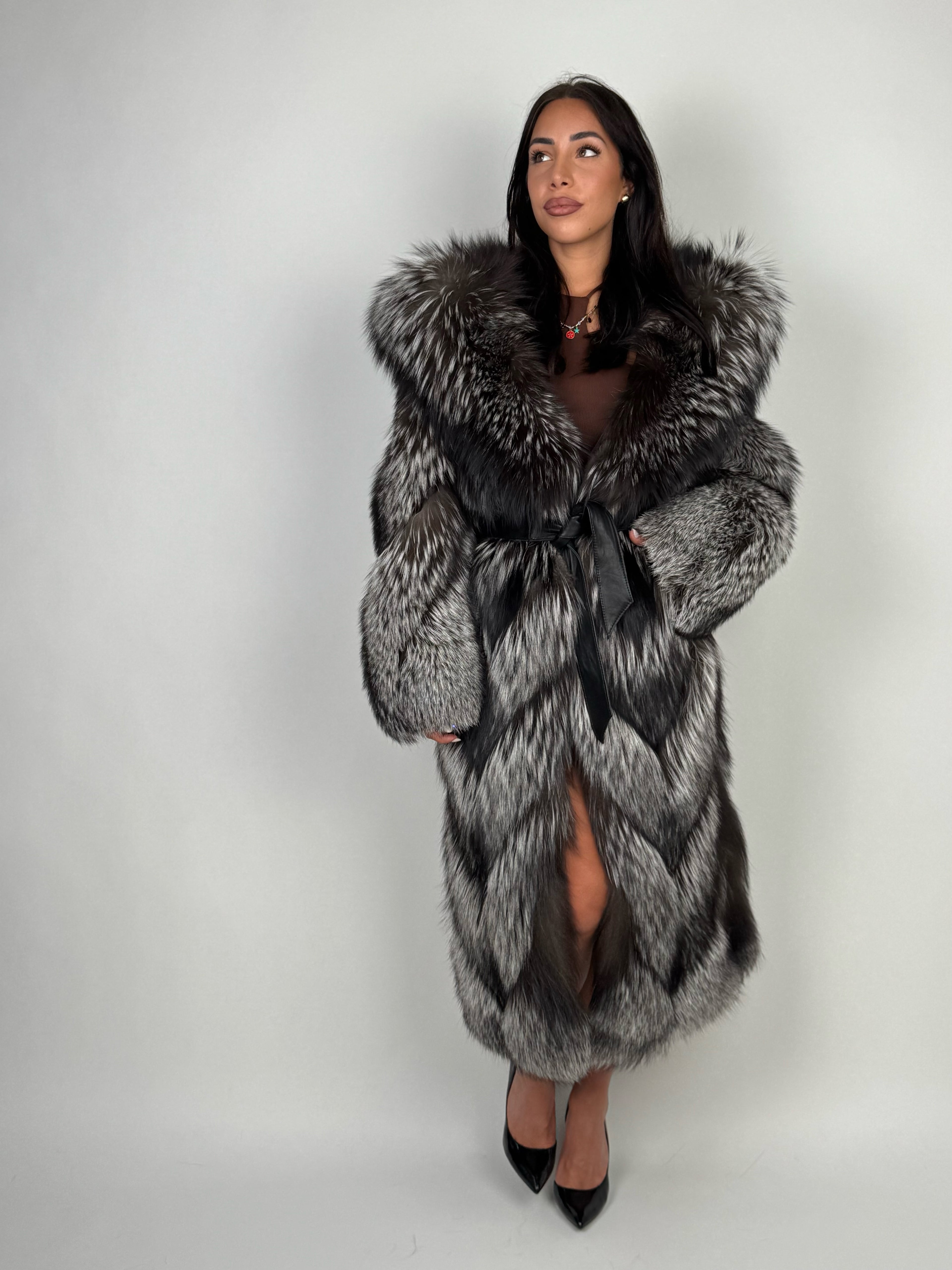 Cappotto in volpe argentata N786