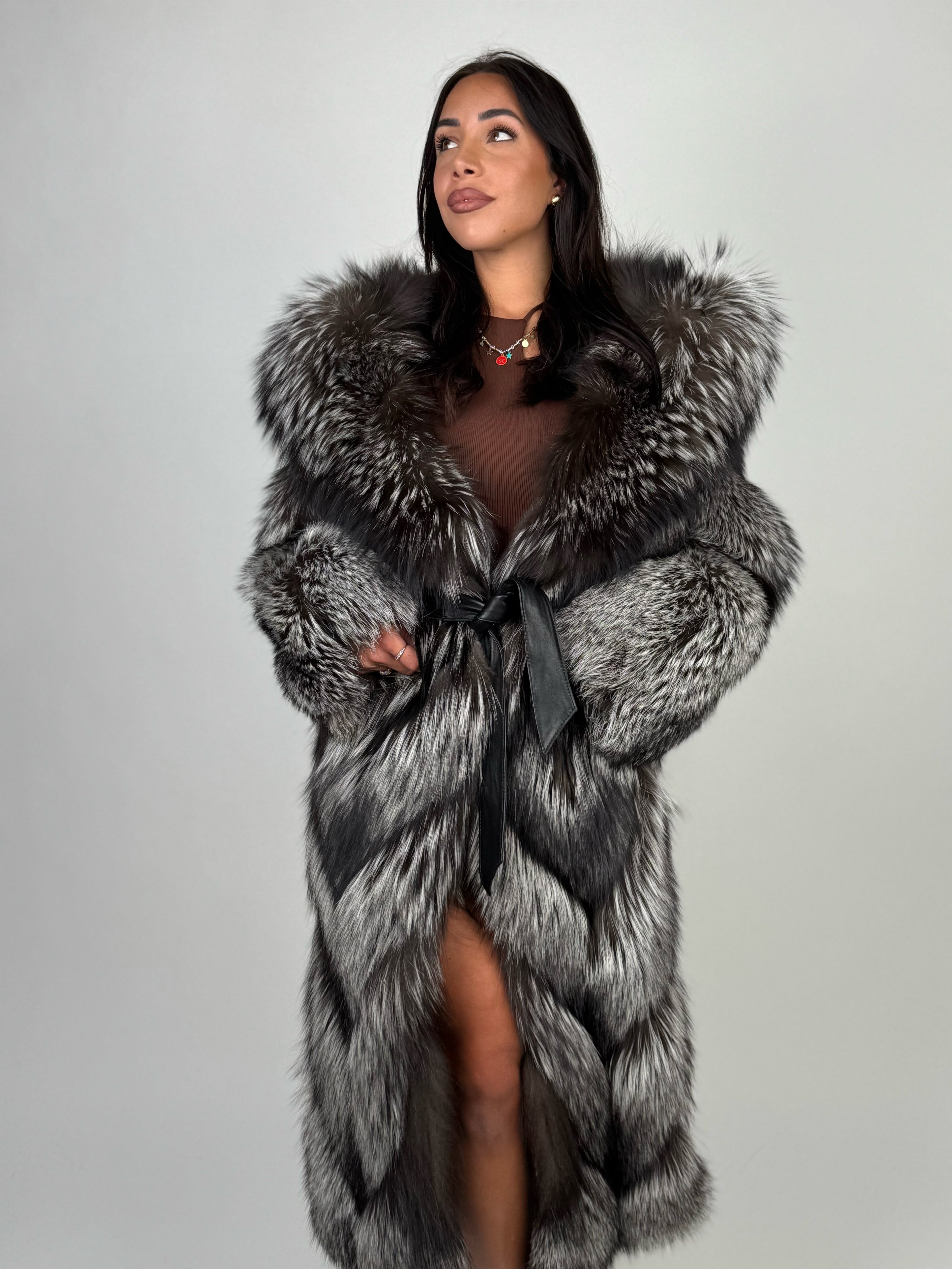 Cappotto in volpe argentata N786