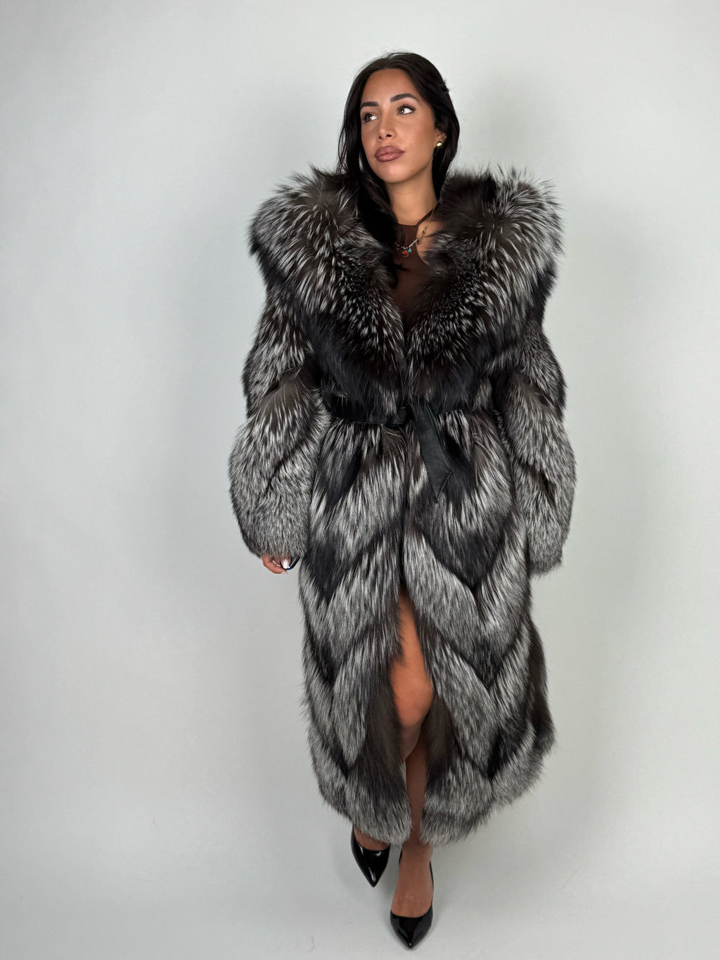 Cappotto in volpe argentata N786