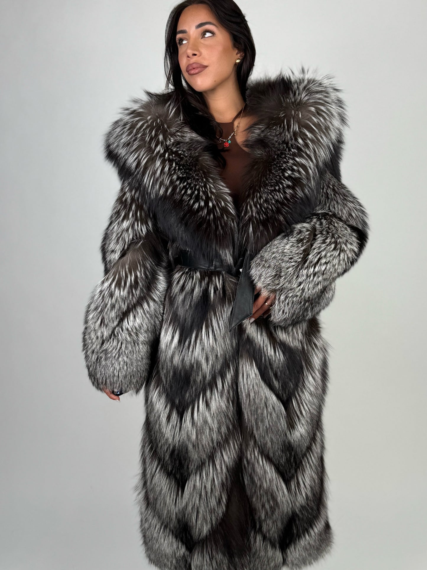 Cappotto in volpe argentata N786