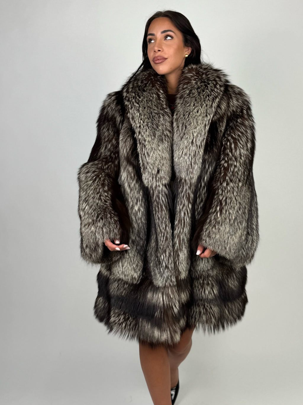 Cappotto in volpe argentata N787