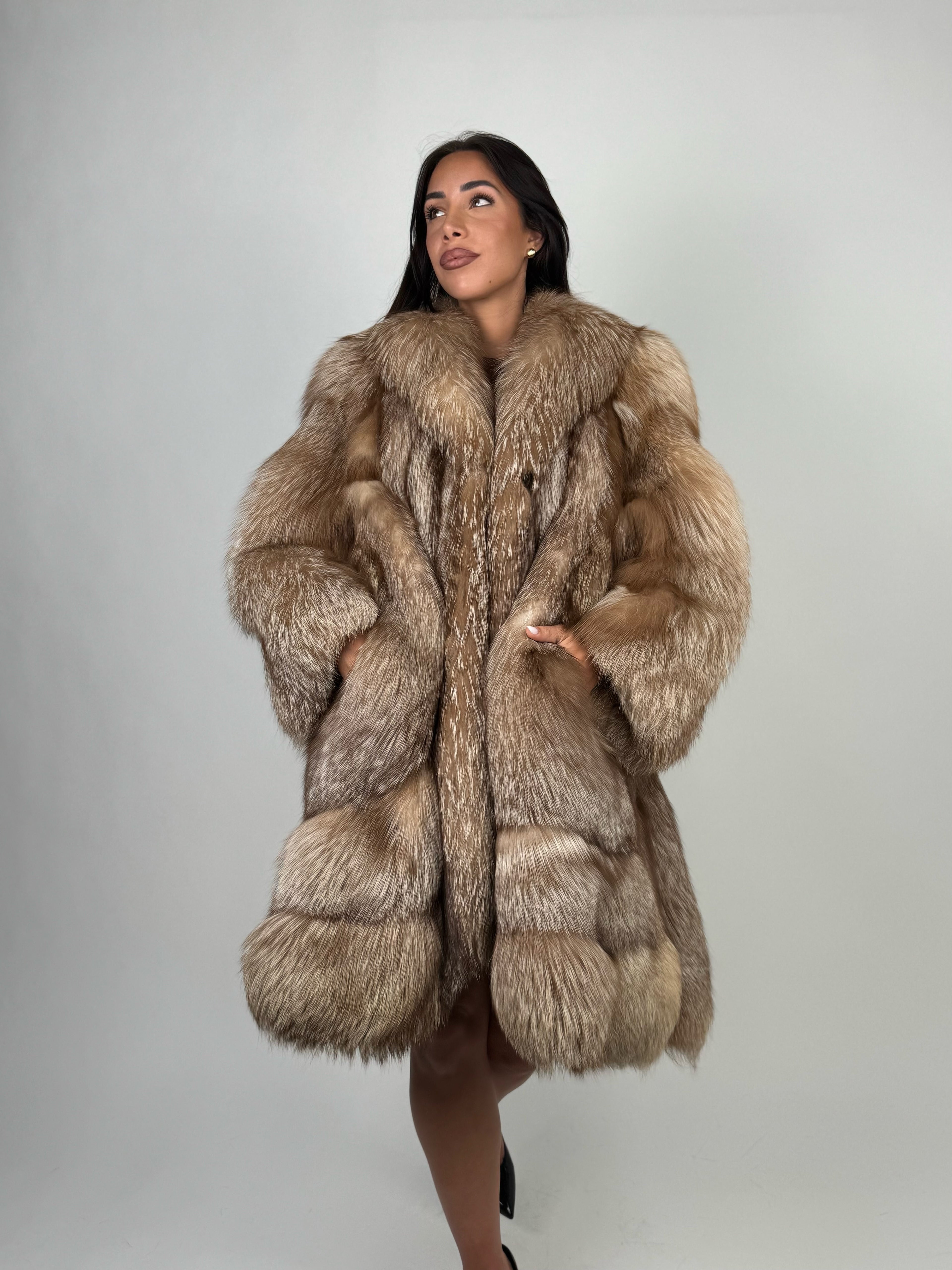 Cappotto in volpe caramel N791
