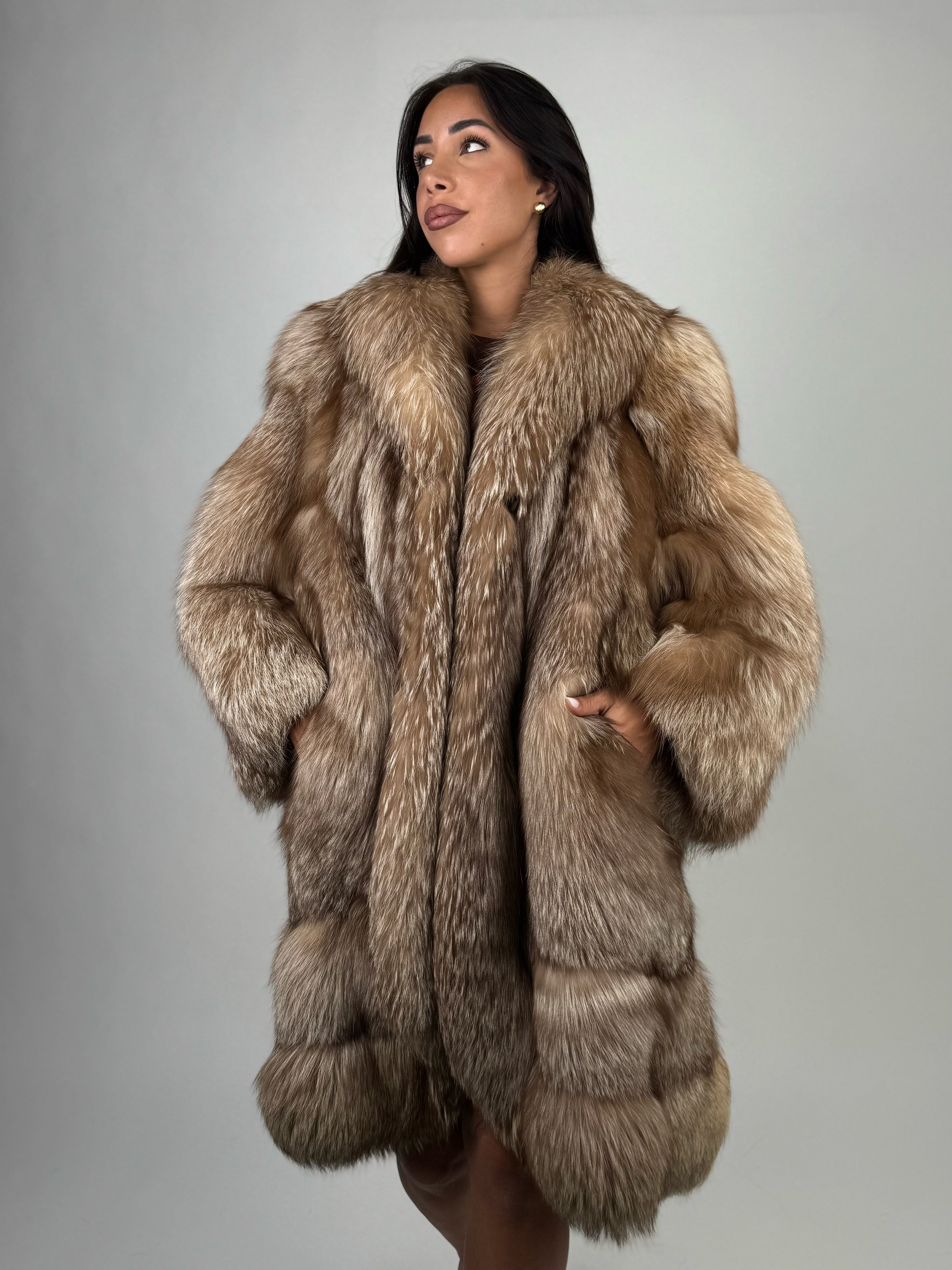 Cappotto in volpe caramel N791
