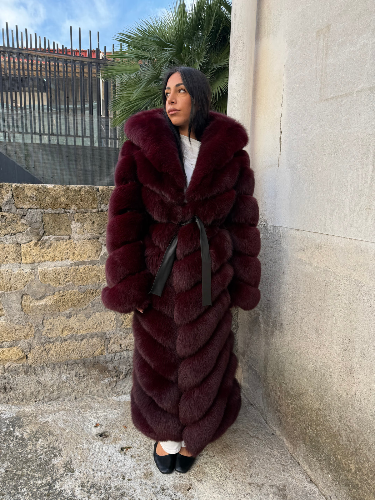 Cappotto Sandy in volpe bordeaux