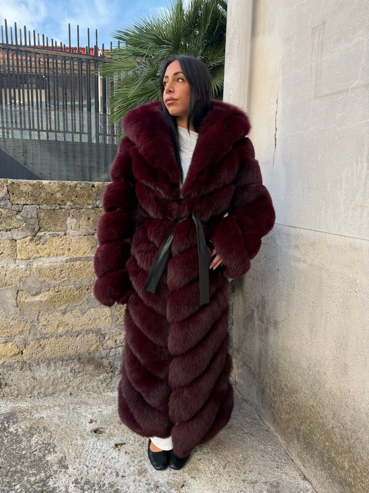 Cappotto Sandy in volpe bordeaux