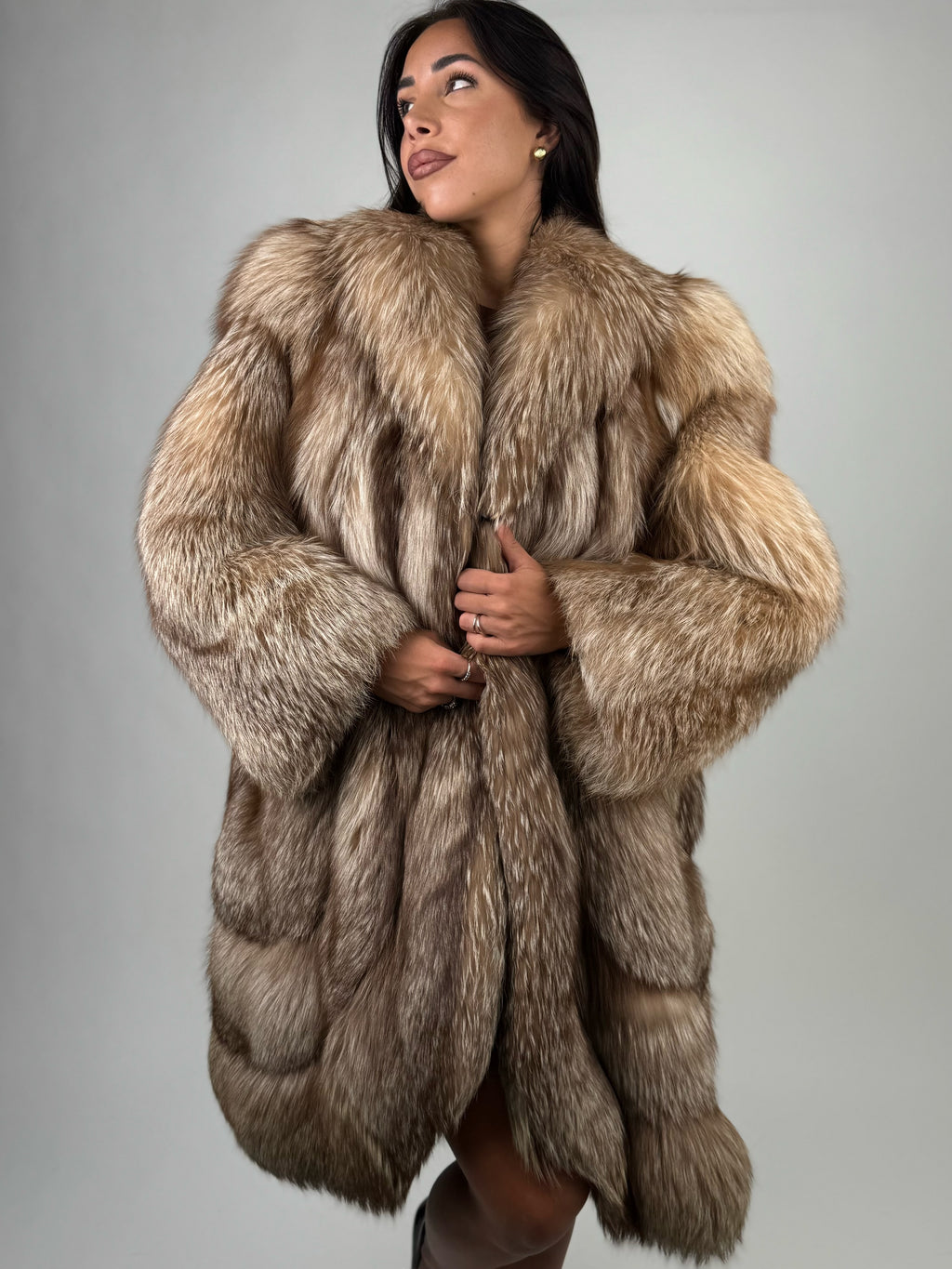 Cappotto in volpe caramel N791