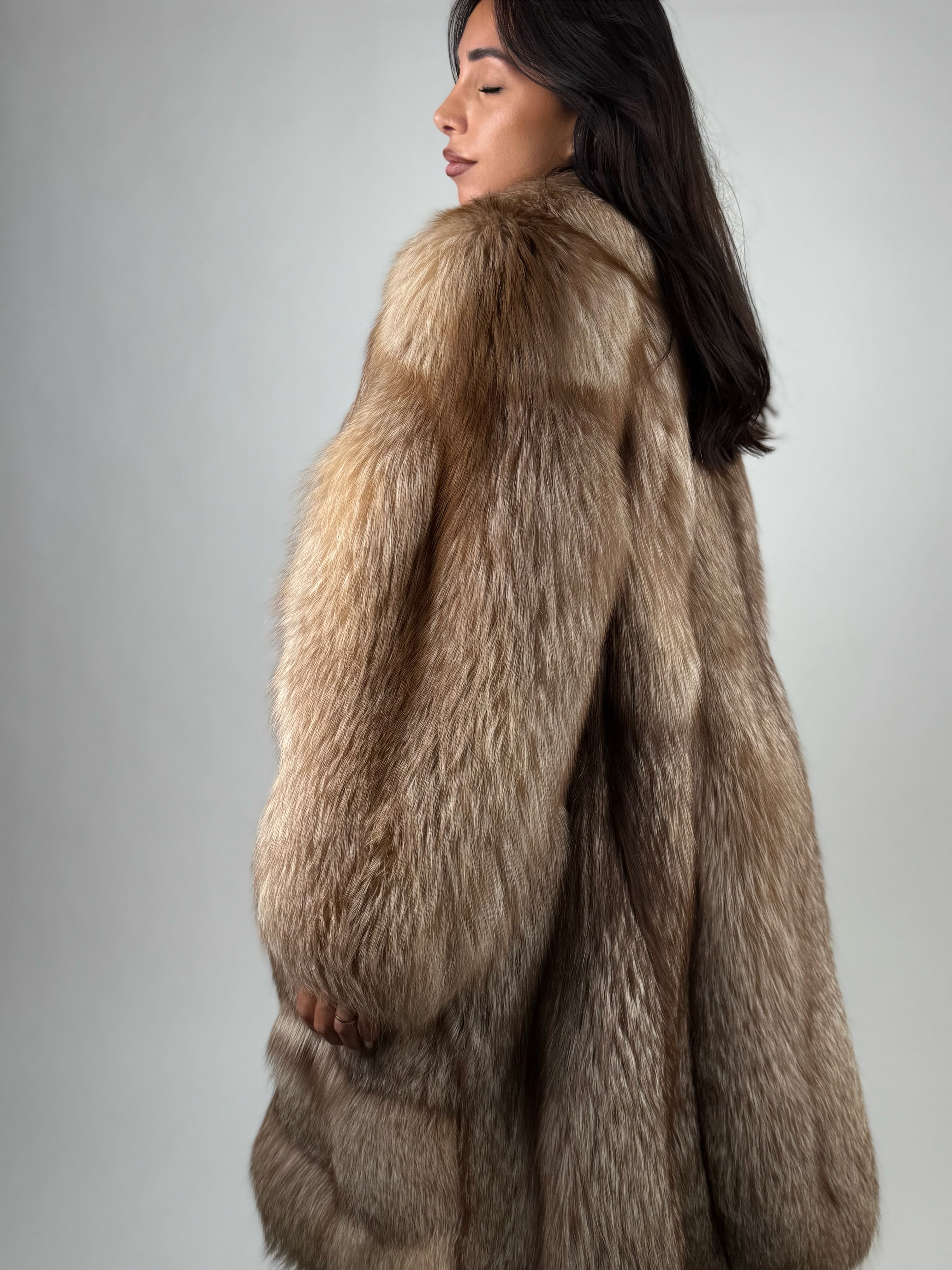 Cappotto in volpe caramel N791
