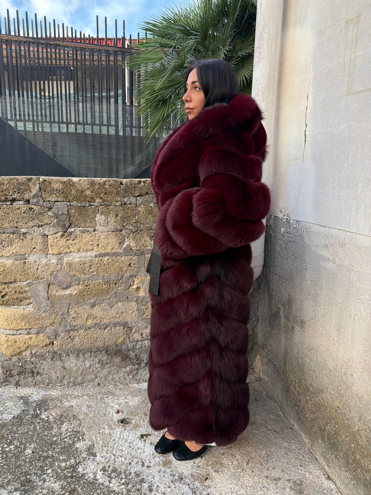 Cappotto Sandy in volpe bordeaux