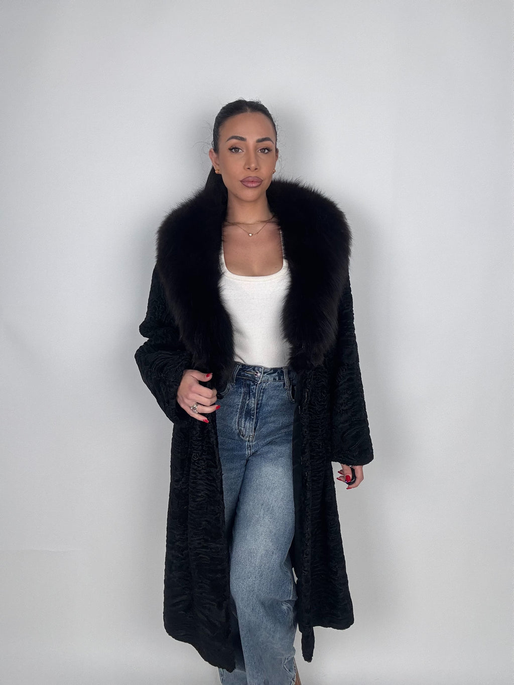 Cappotto in astrakan e volpe N68
