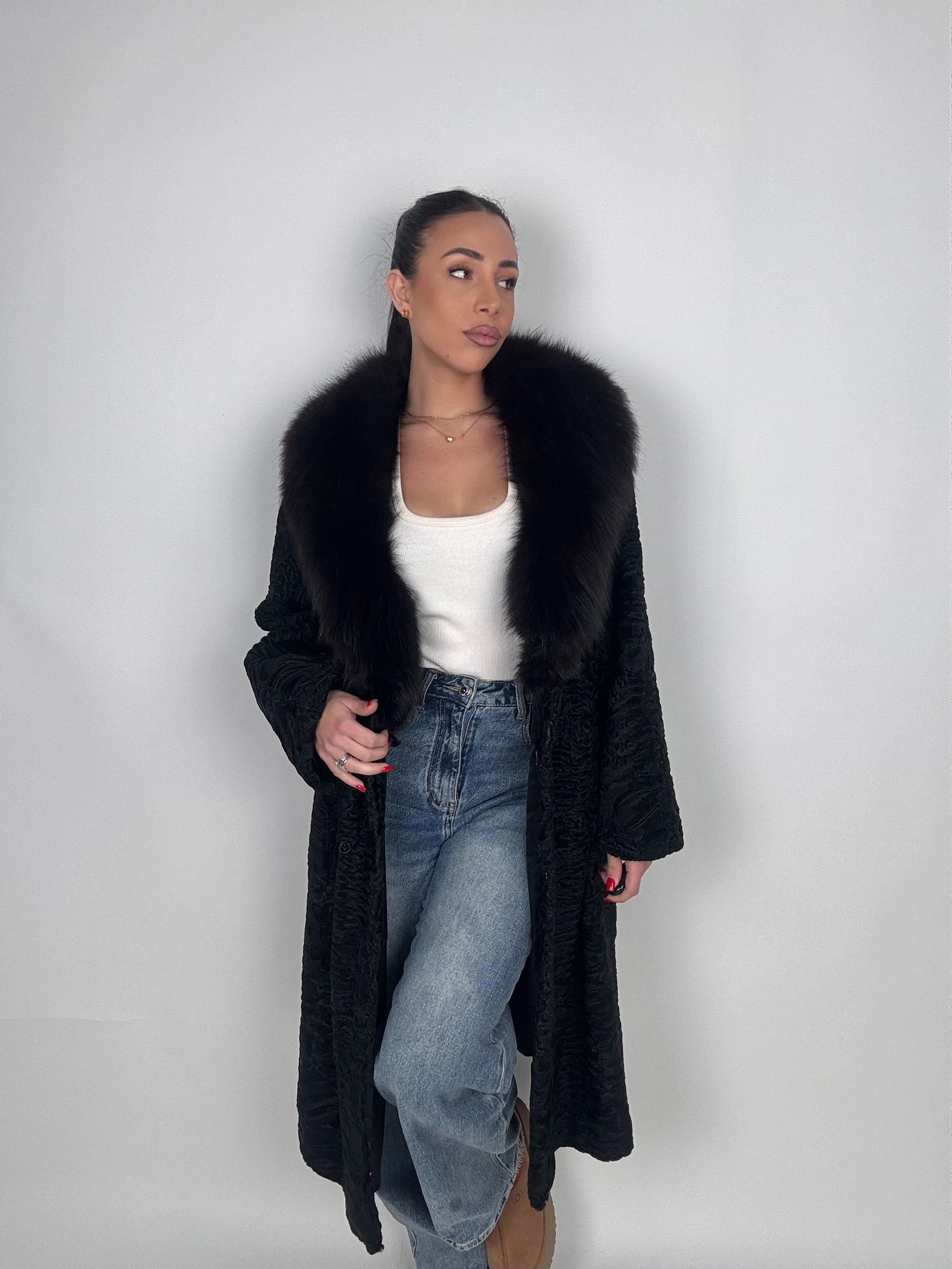 Cappotto in astrakan e volpe N68