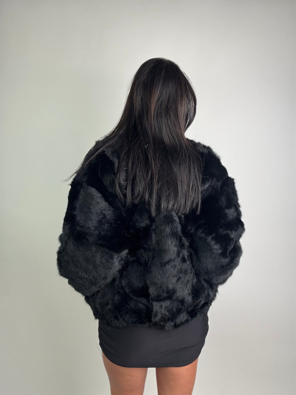 Giacca in volpe total black N31