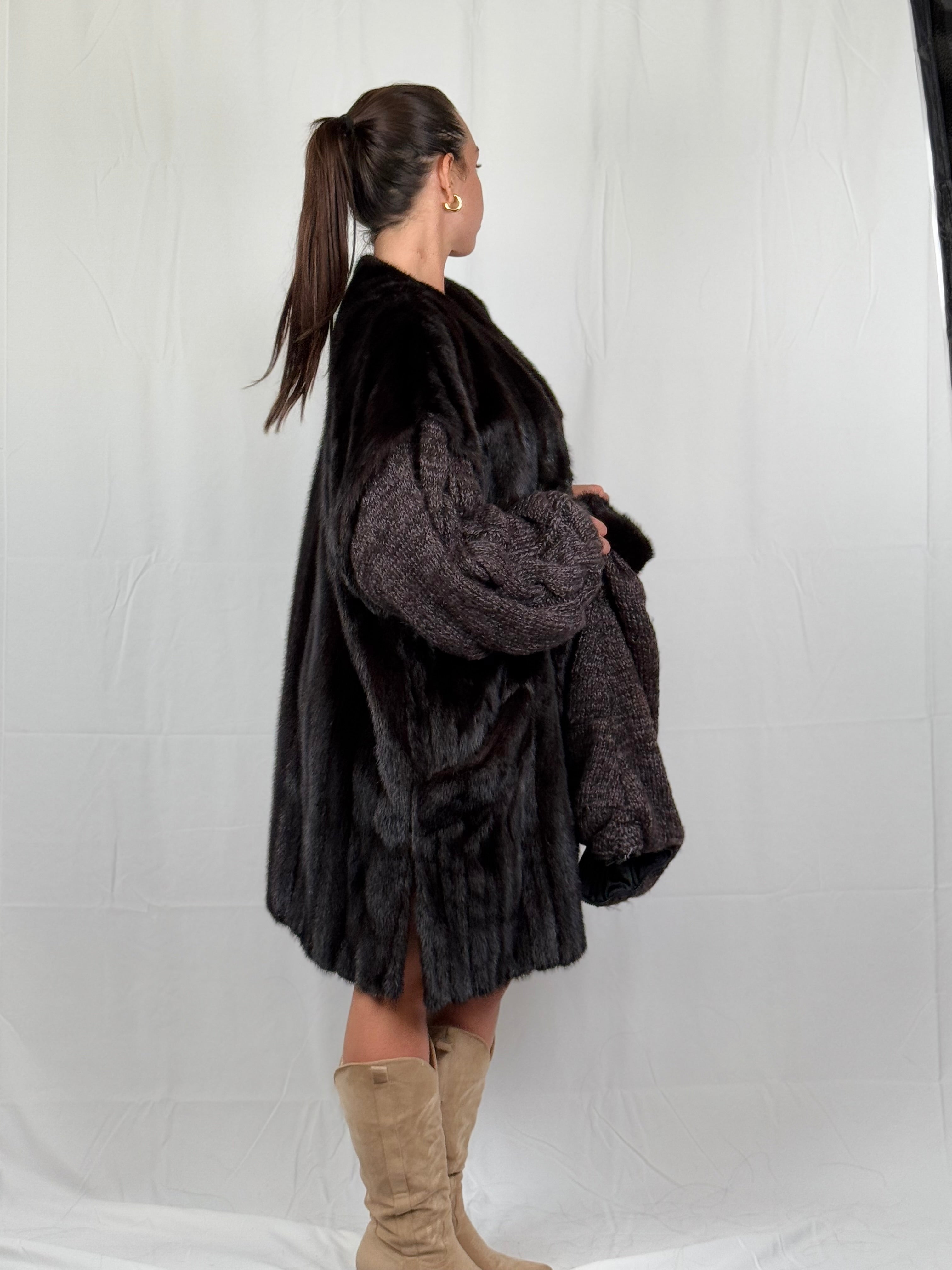 Cappotto in visone con maniche removibile