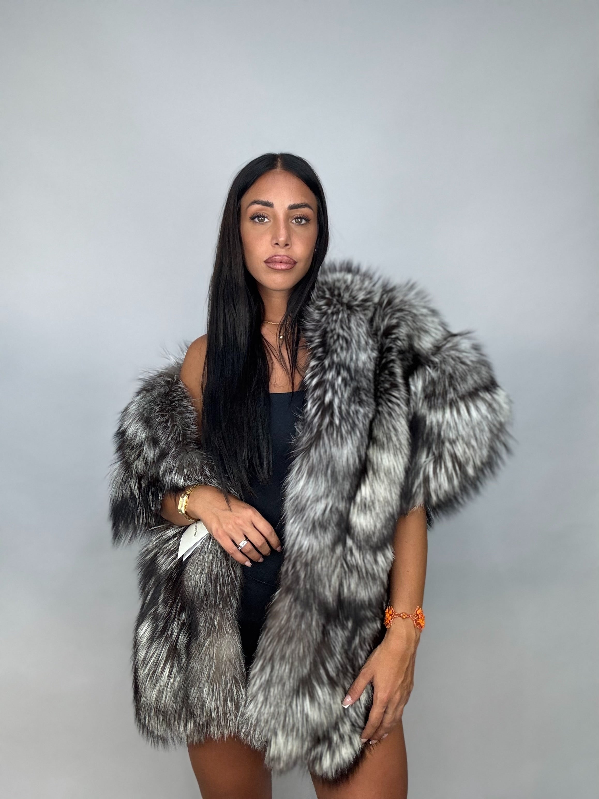 Stola in volpe argentata