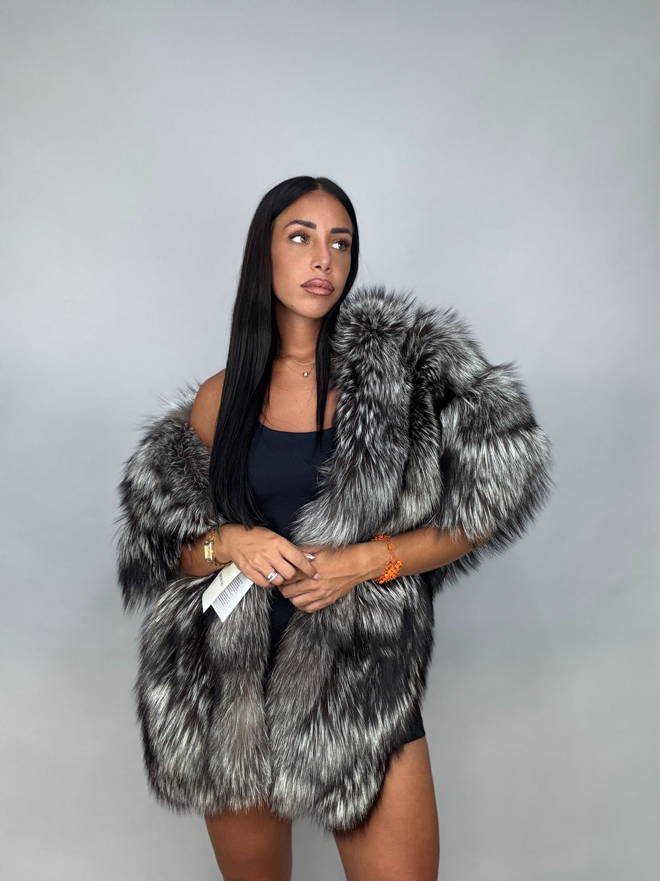 Stola in volpe argentata