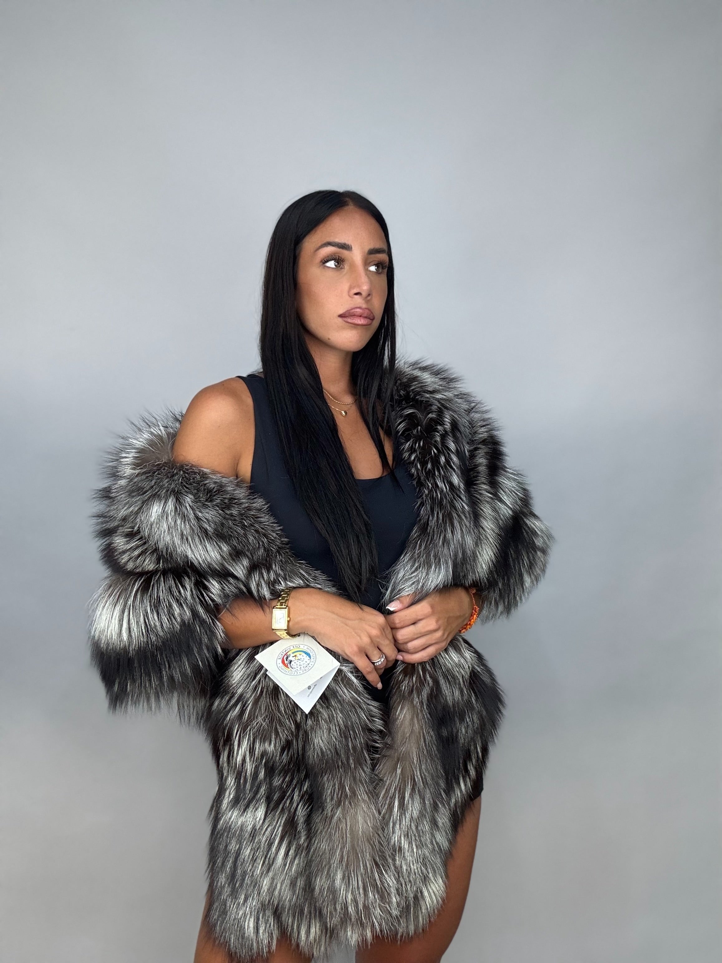 Stola in volpe argentata