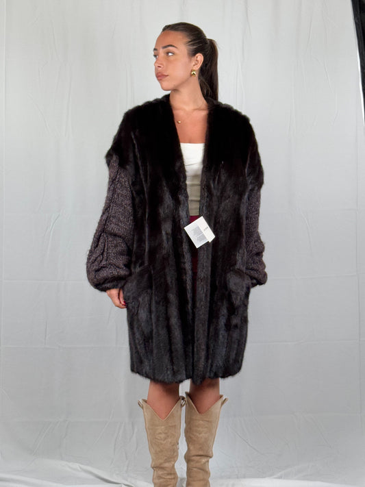Cappotto in visone con maniche removibile