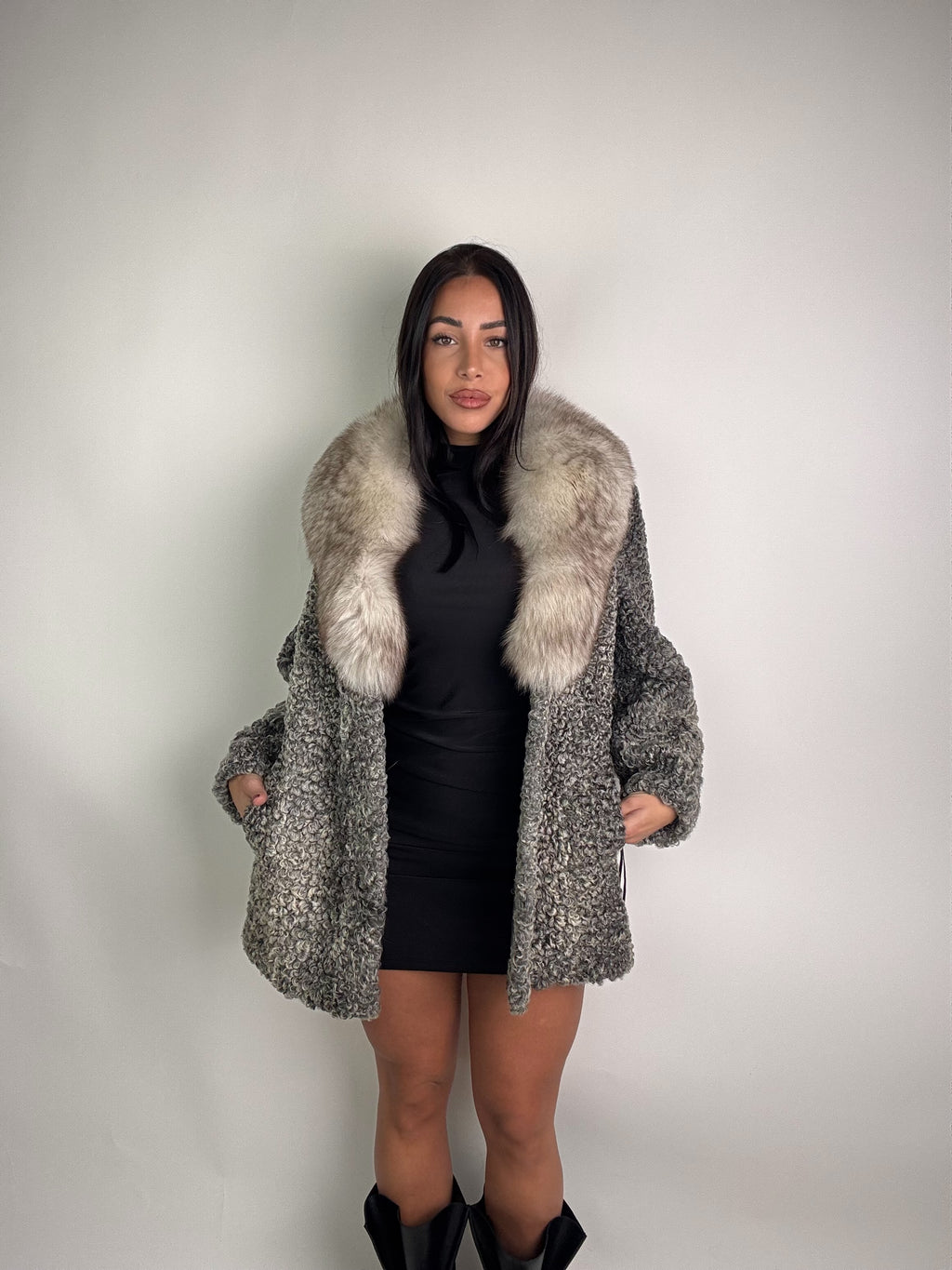 Giacca in astrakan e volpe N27