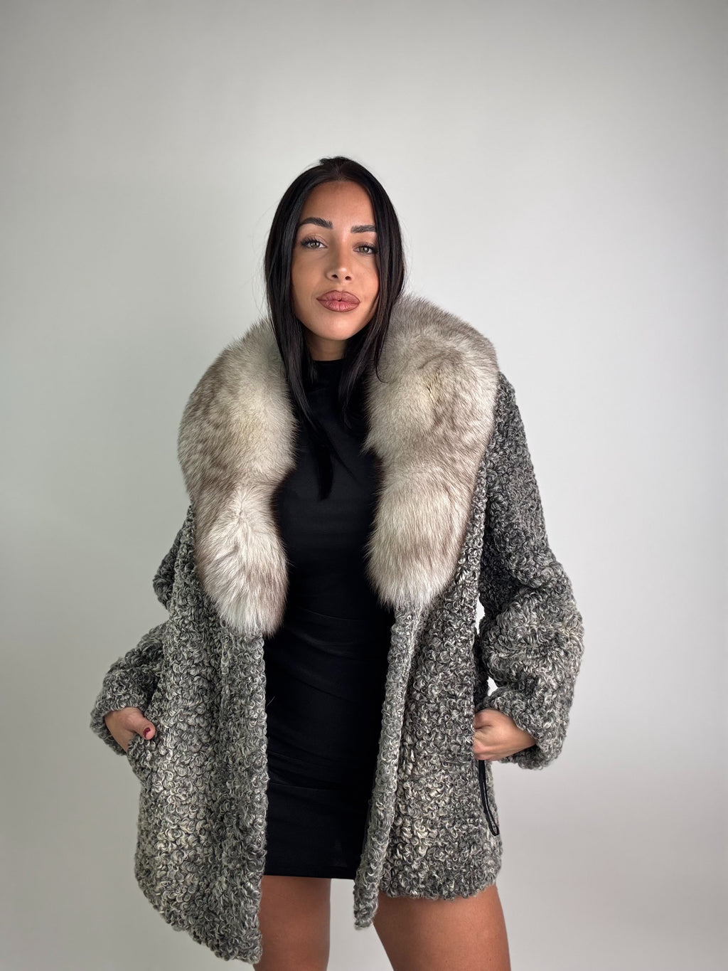 Giacca in astrakan e volpe N27