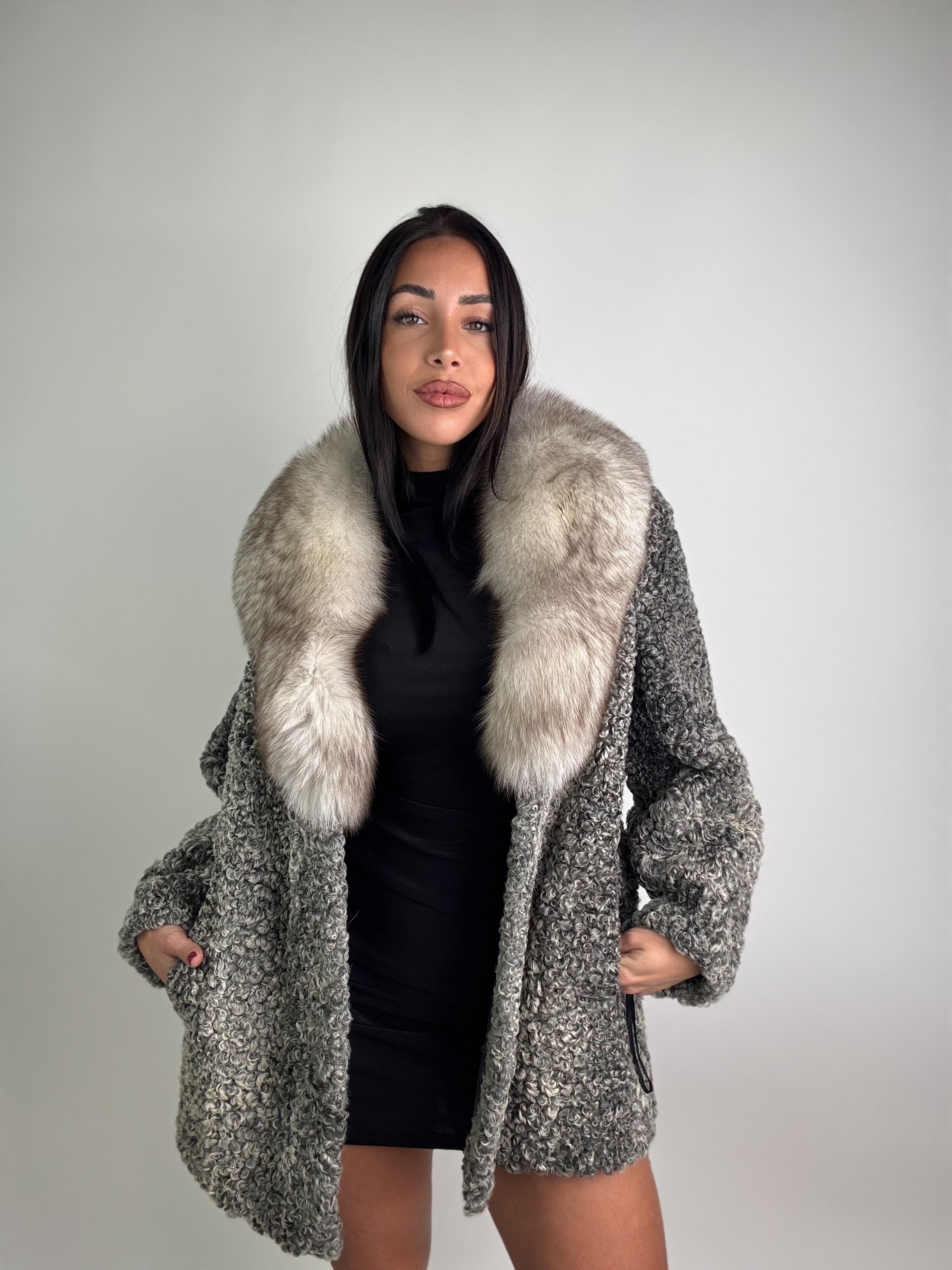 Giacca in astrakan e volpe N27