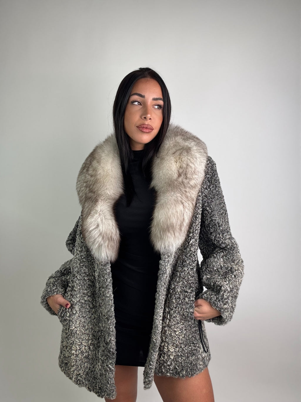 Giacca in astrakan e volpe N27