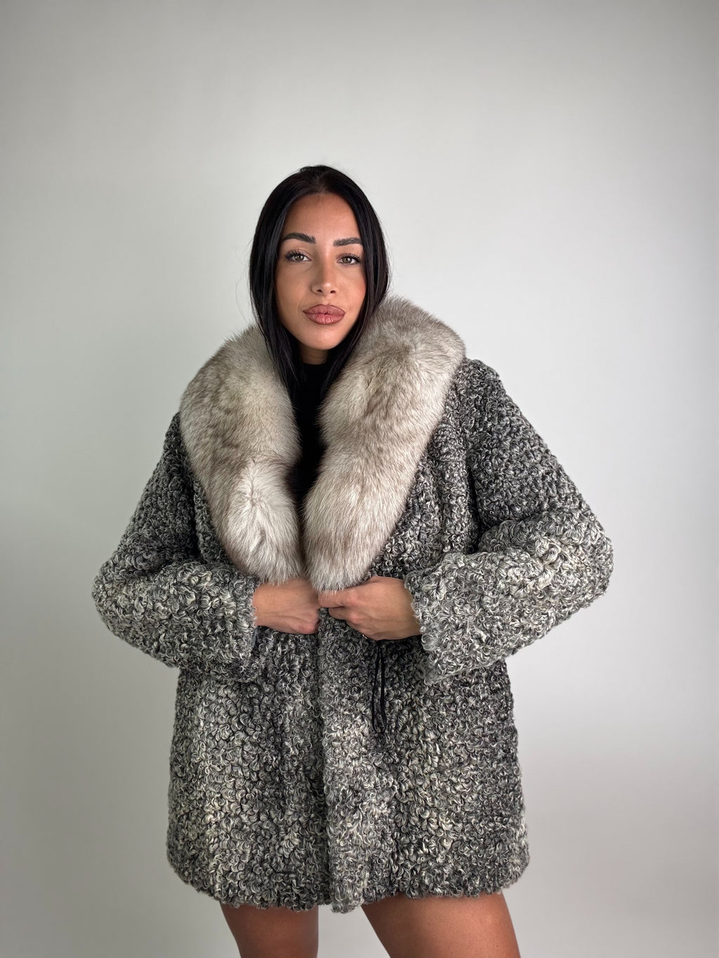 Giacca in astrakan e volpe N27