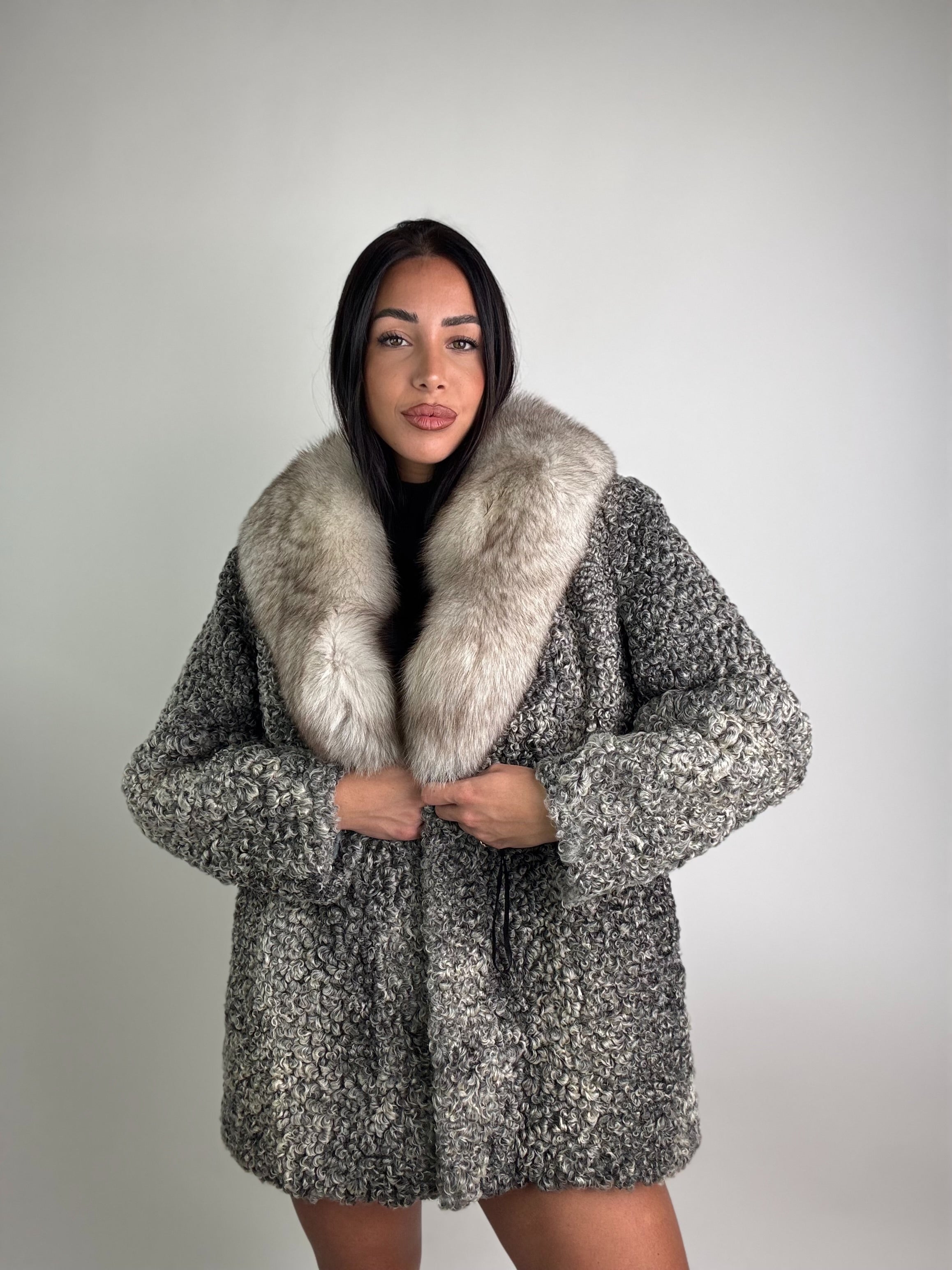 Giacca in astrakan e volpe N27