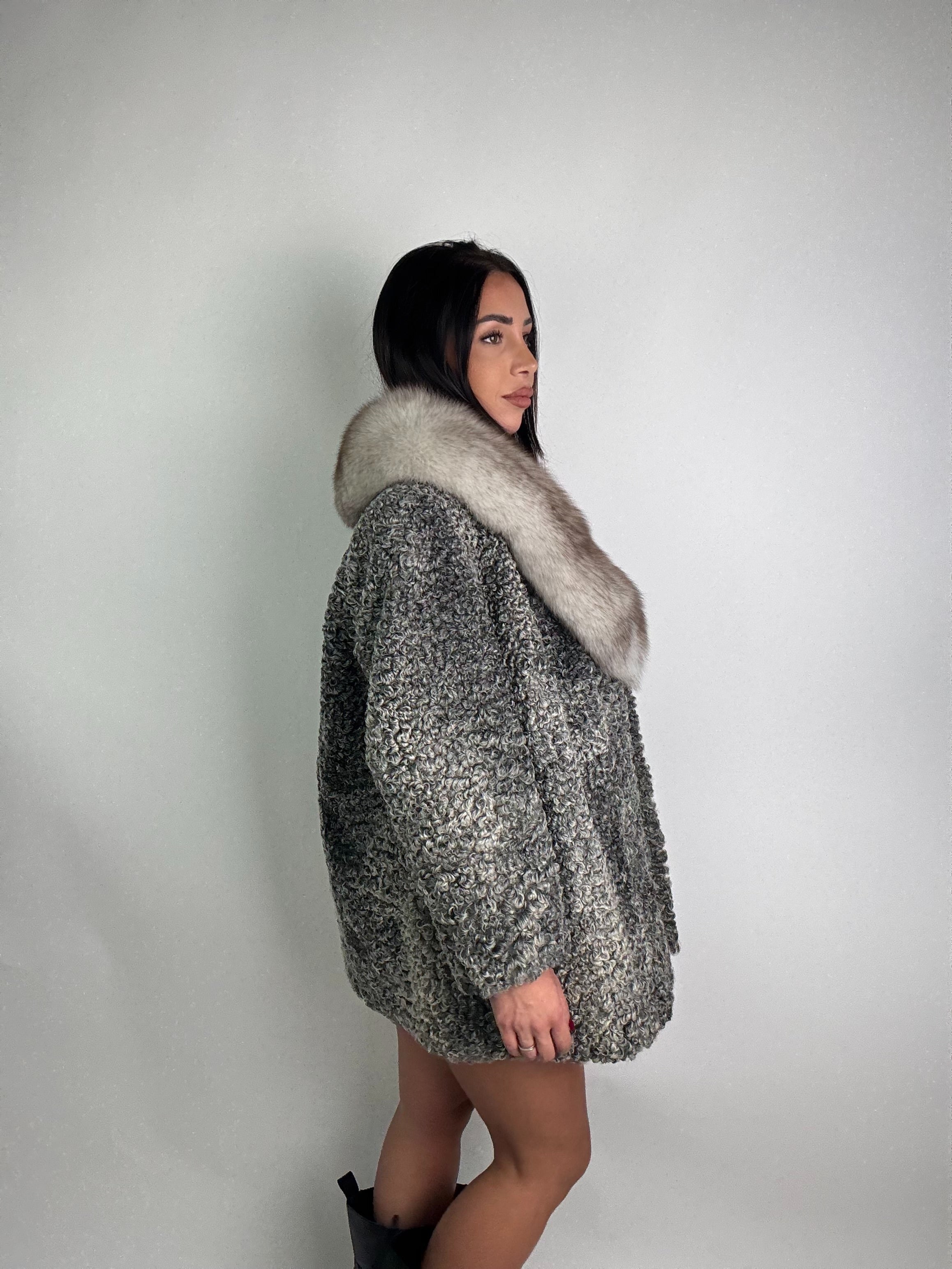 Giacca in astrakan e volpe N27