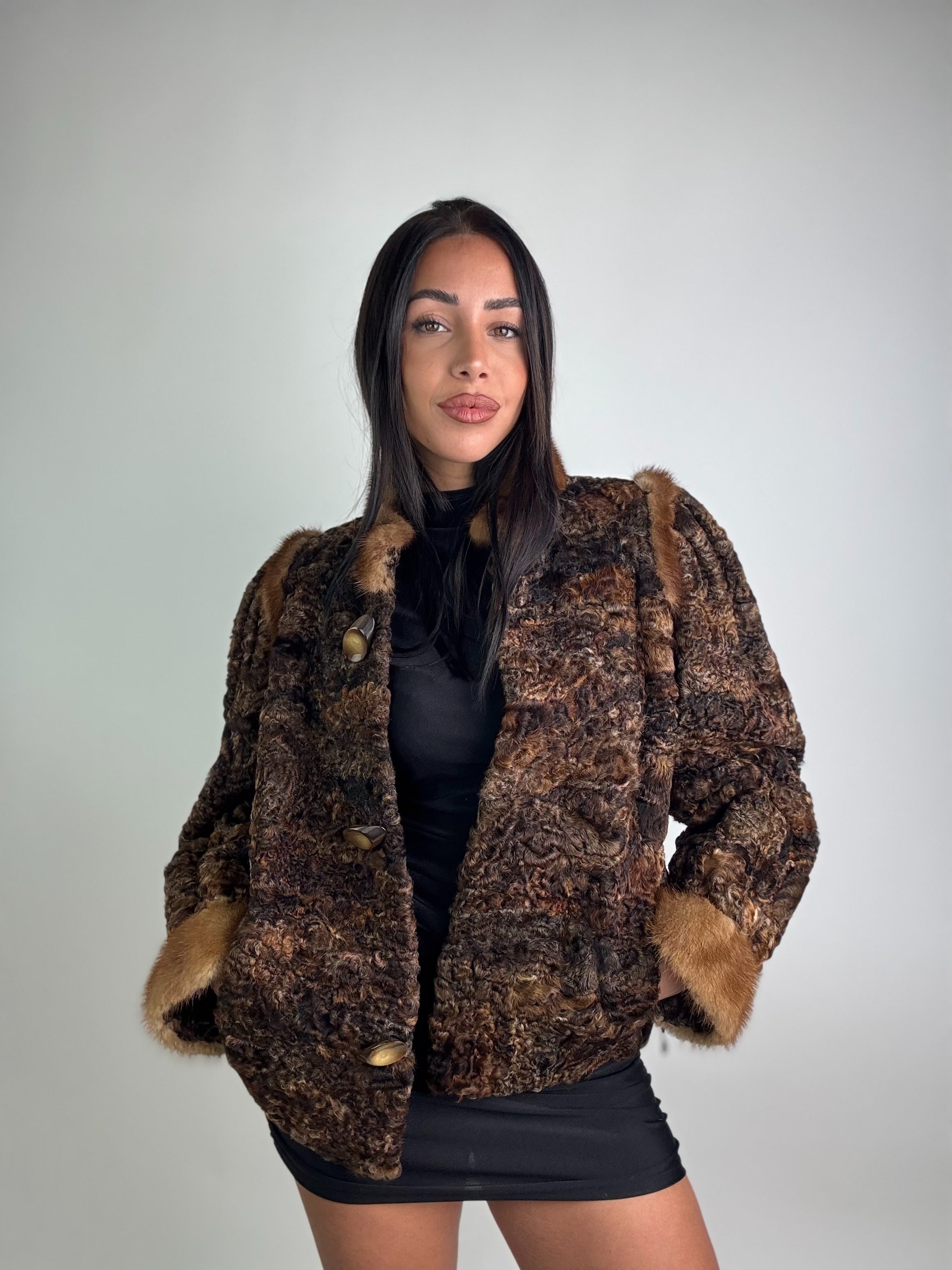 Giacca in astrakan e visone N28