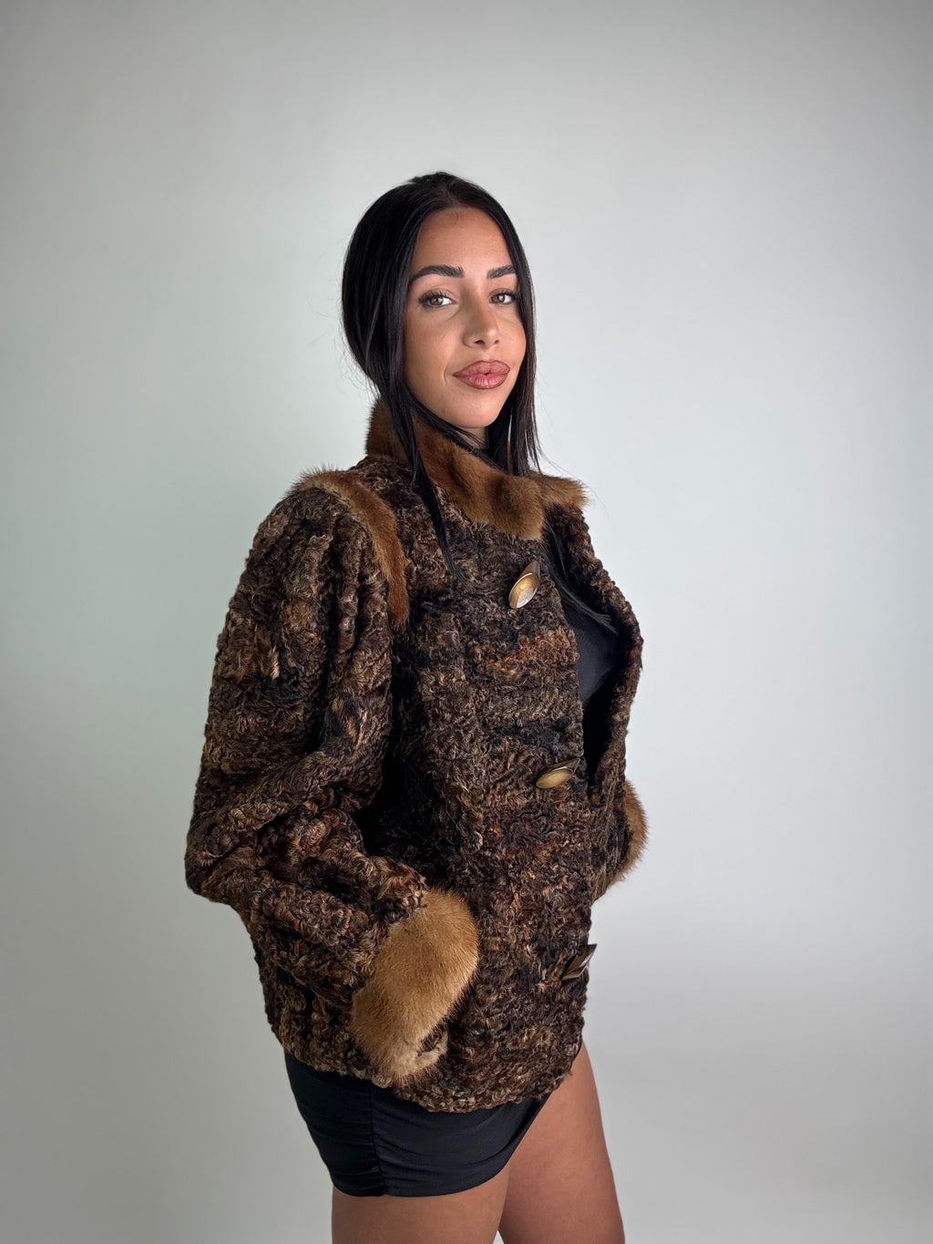 Giacca in astrakan e visone N28
