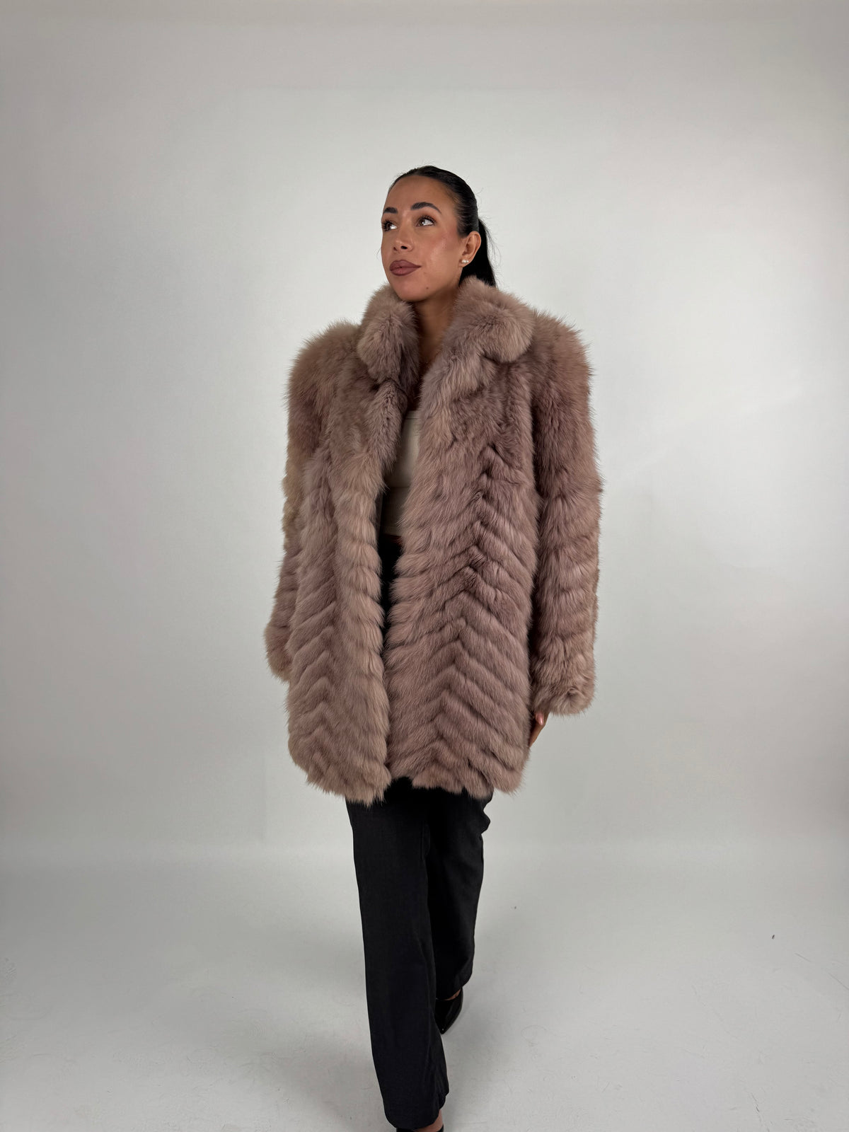 Giacca in volpe pink N845