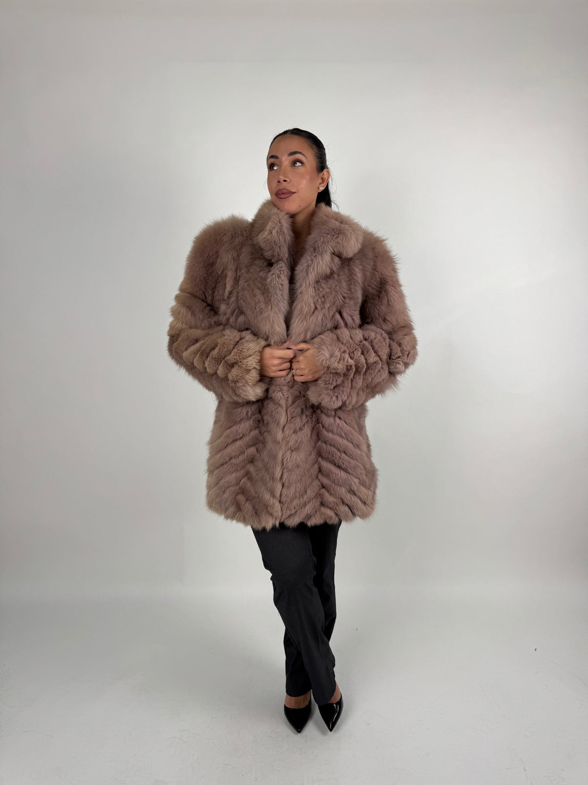 Giacca in volpe pink N845