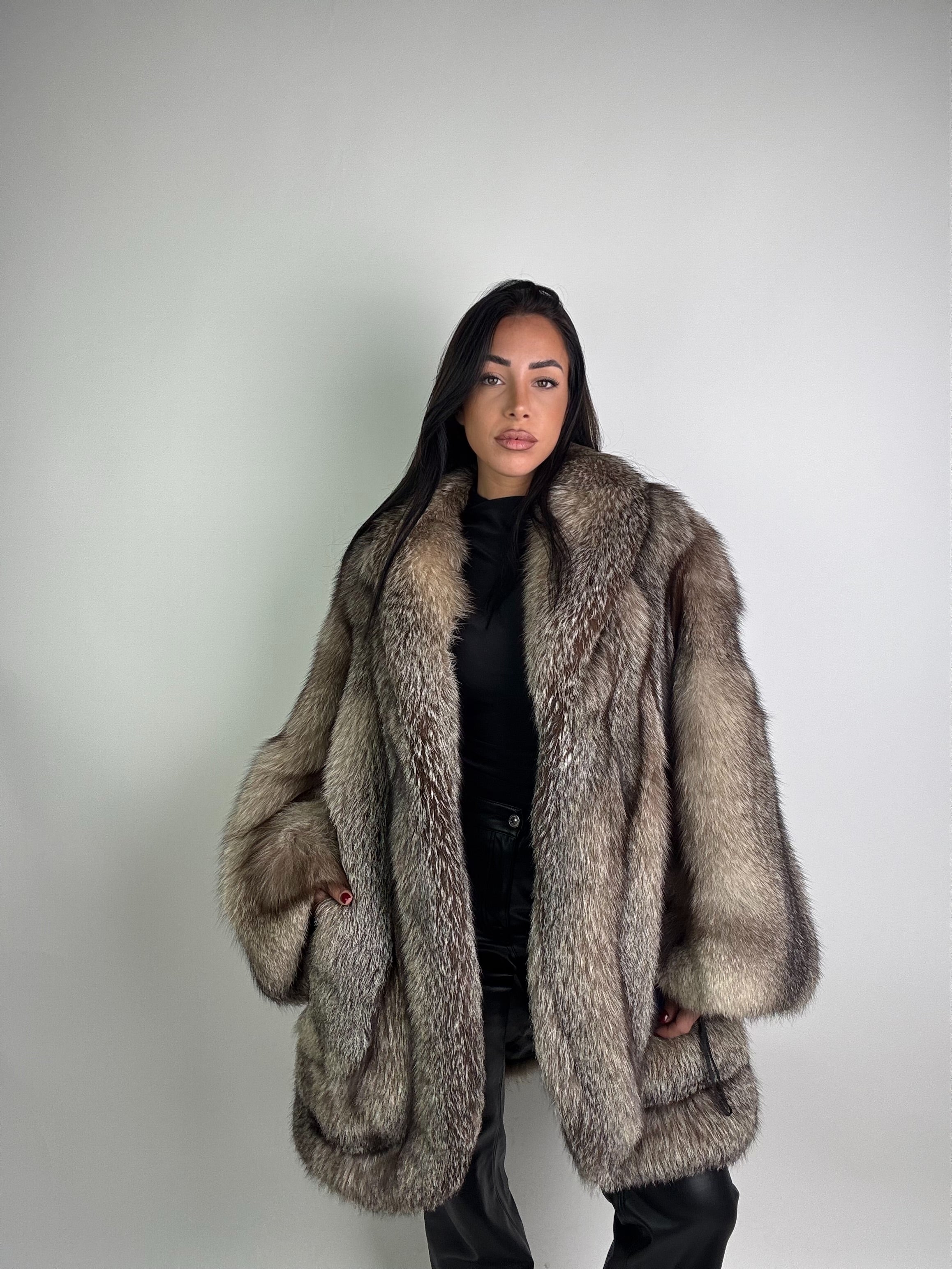 Giacca in volpe blue frost N33