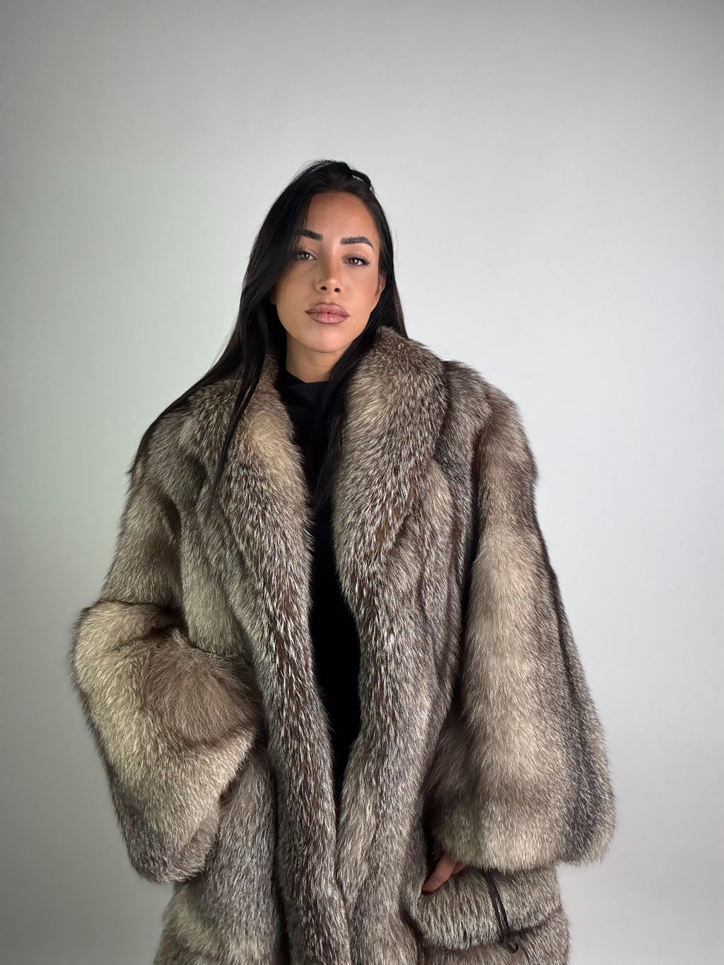 Giacca in volpe blue frost N33