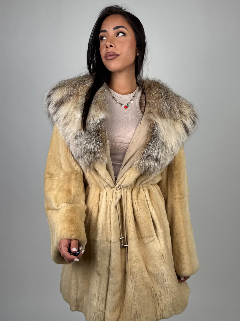Cappotto in visone e lince N665