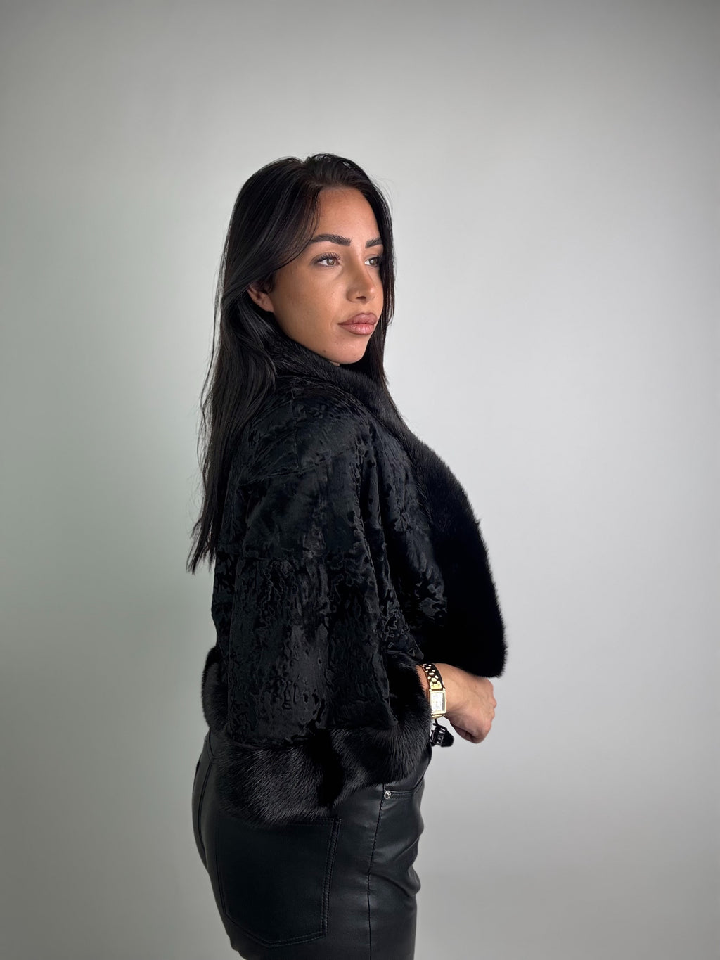 Giacca in astrakan e visone N30