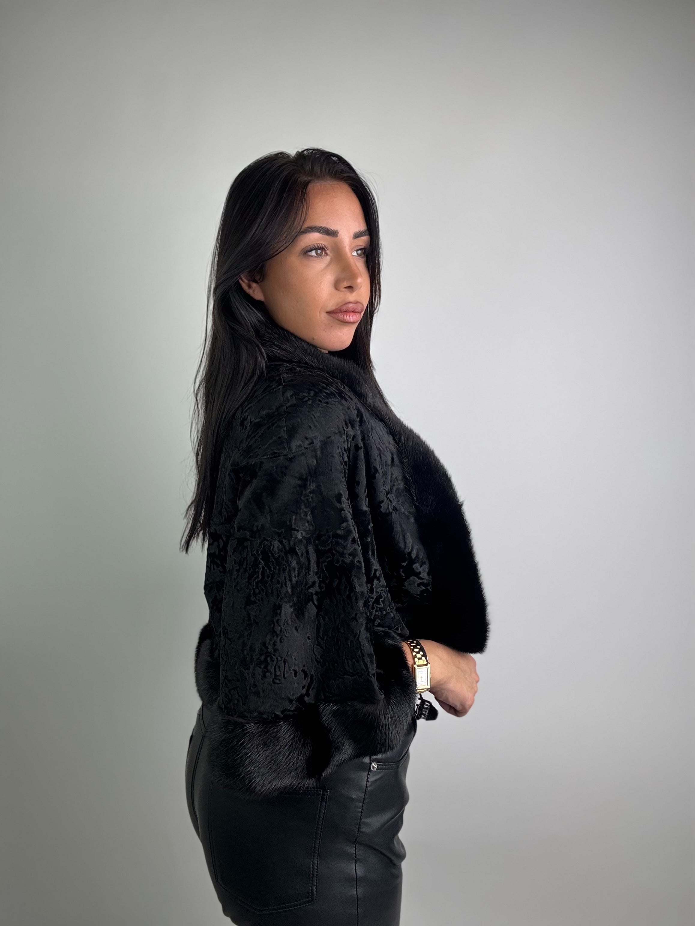 Giacca in astrakan e visone N30