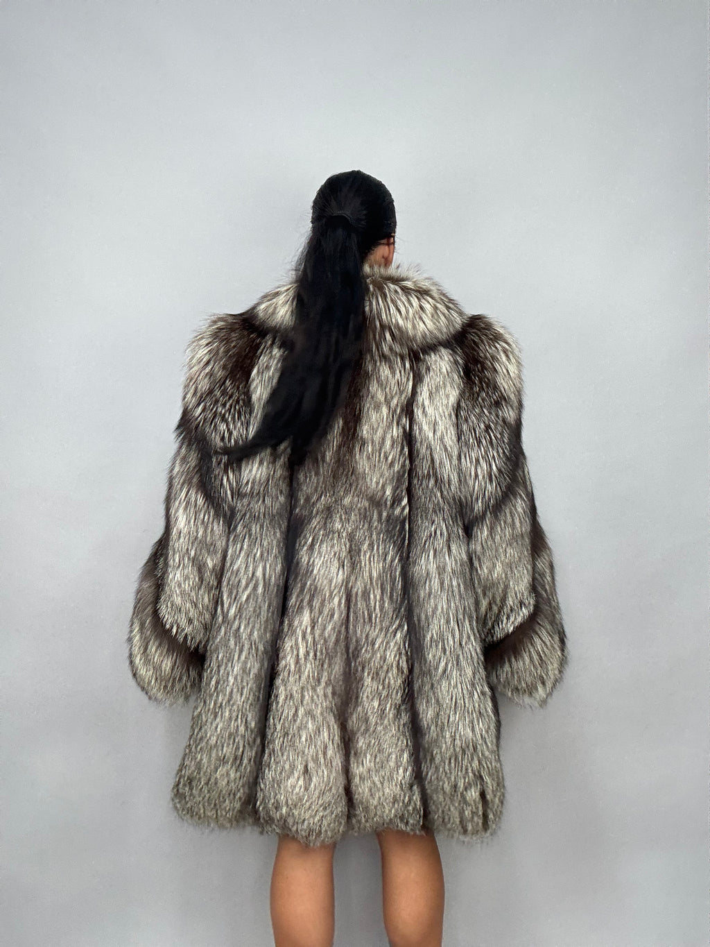 Giacca in volpe argentata