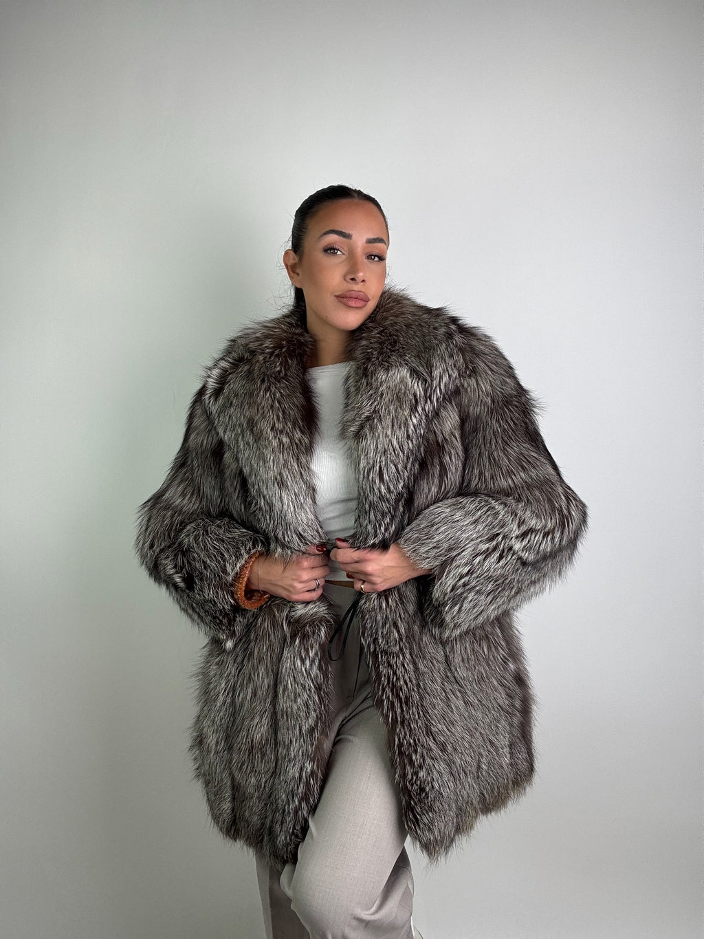 Giacca in volpe argentata N41