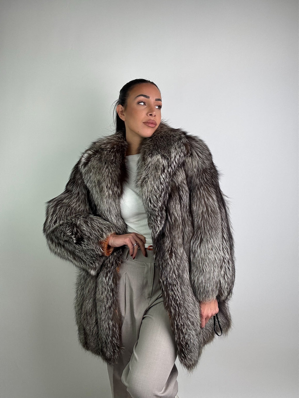 Giacca in volpe argentata N41