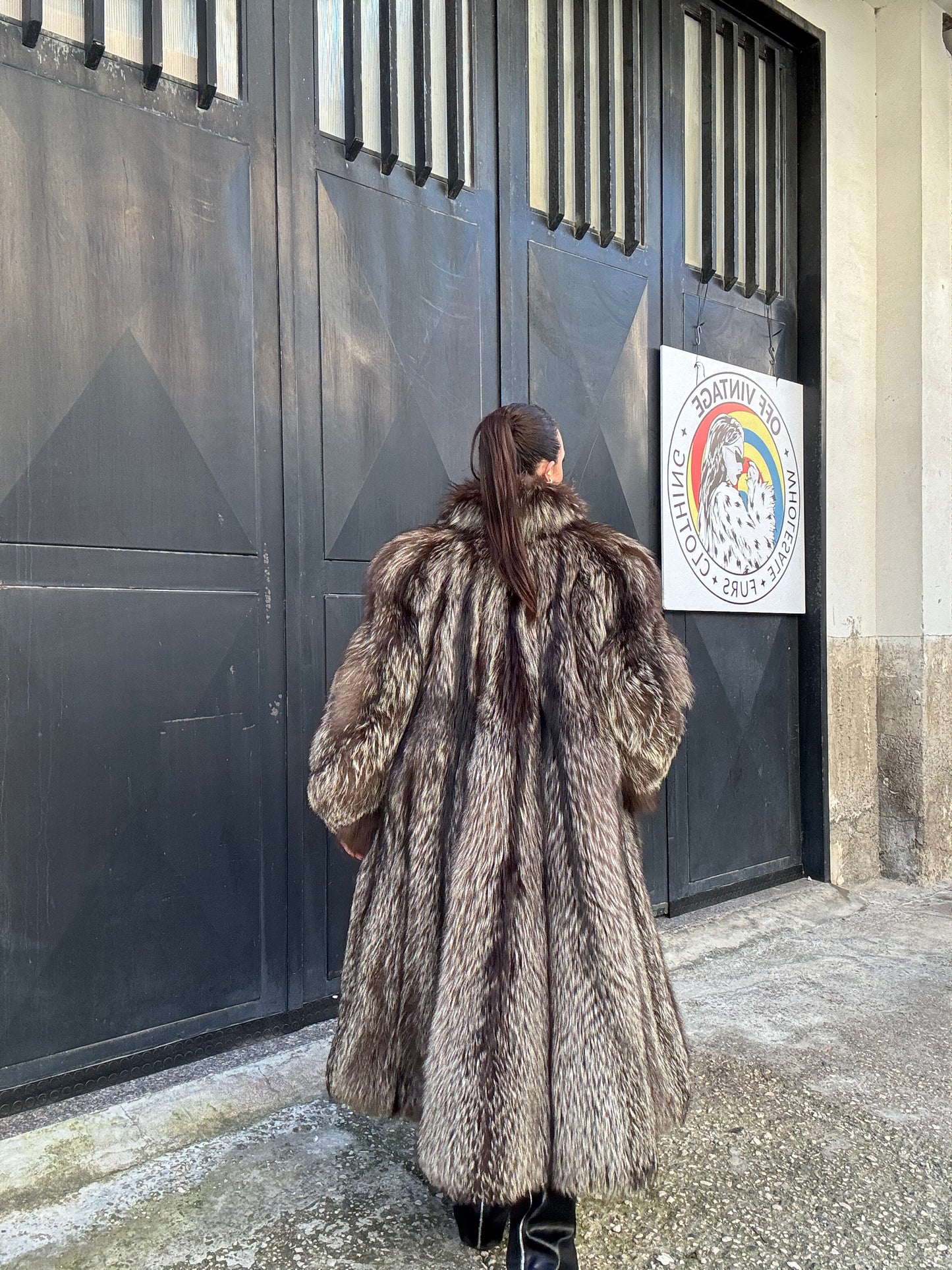 Cappotto in volpe argentata