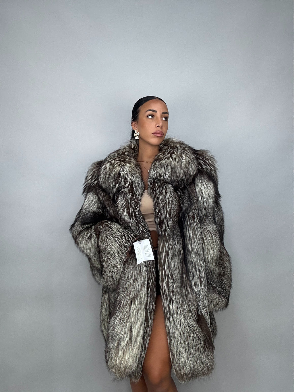 Giacca in volpe argentata