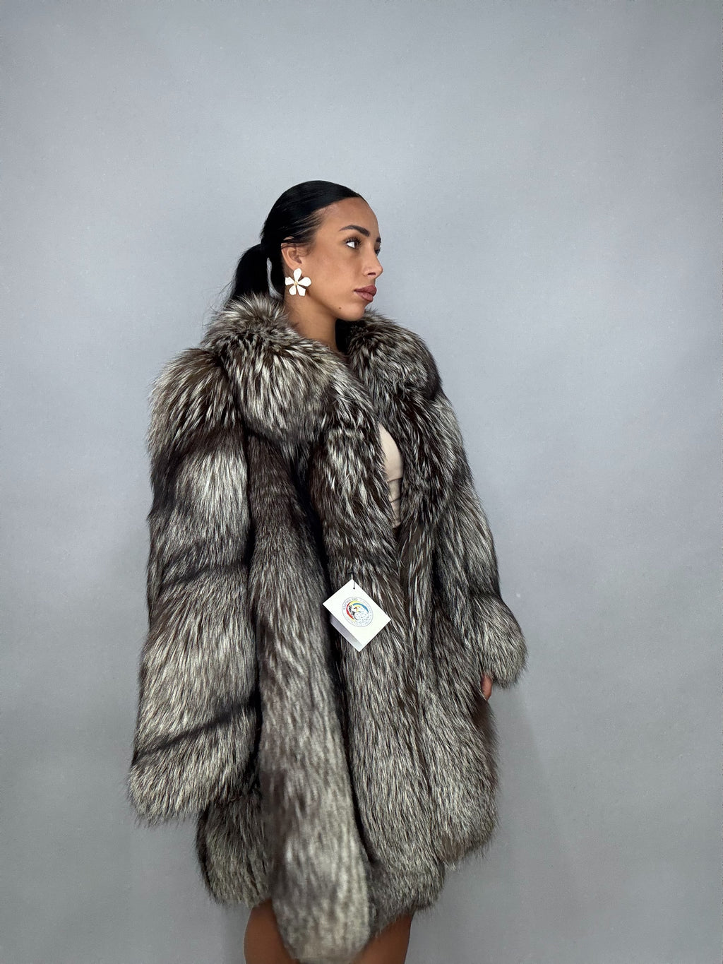 Giacca in volpe argentata