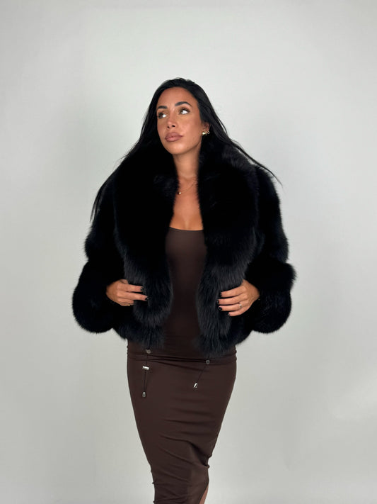 Giacca in volpe total black N126