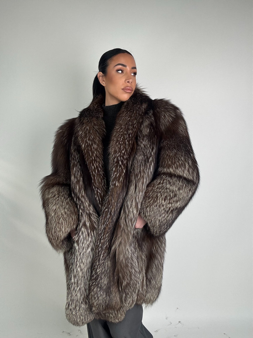 Giacca in volpe argentata N355