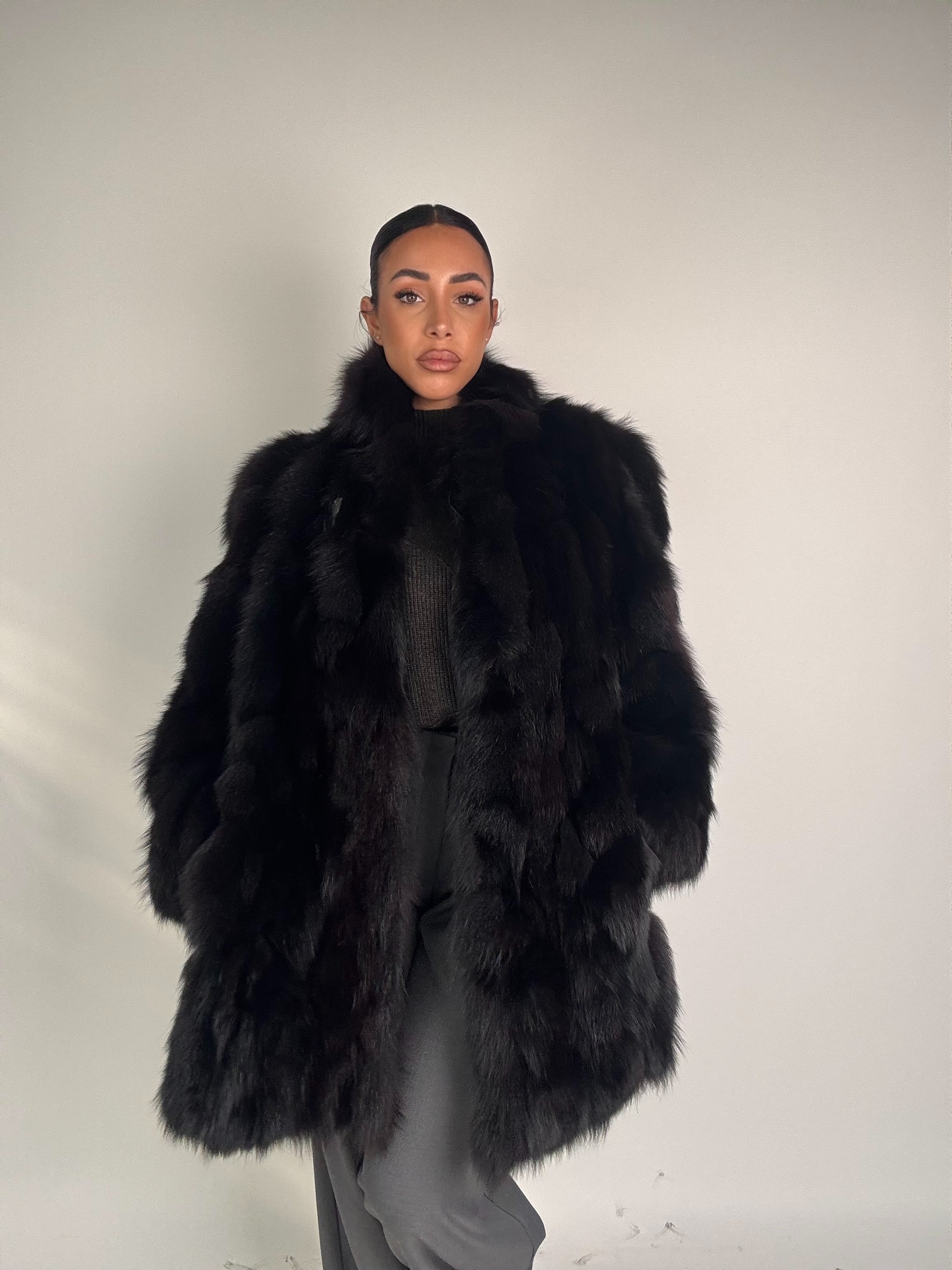 Giacca in volpe total black N358