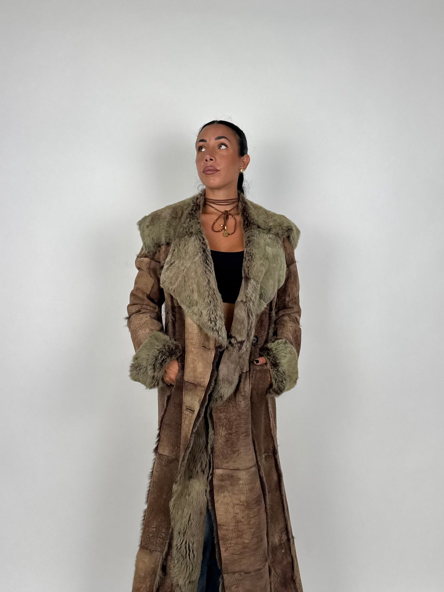 Cappotto in pelle e lapin N707