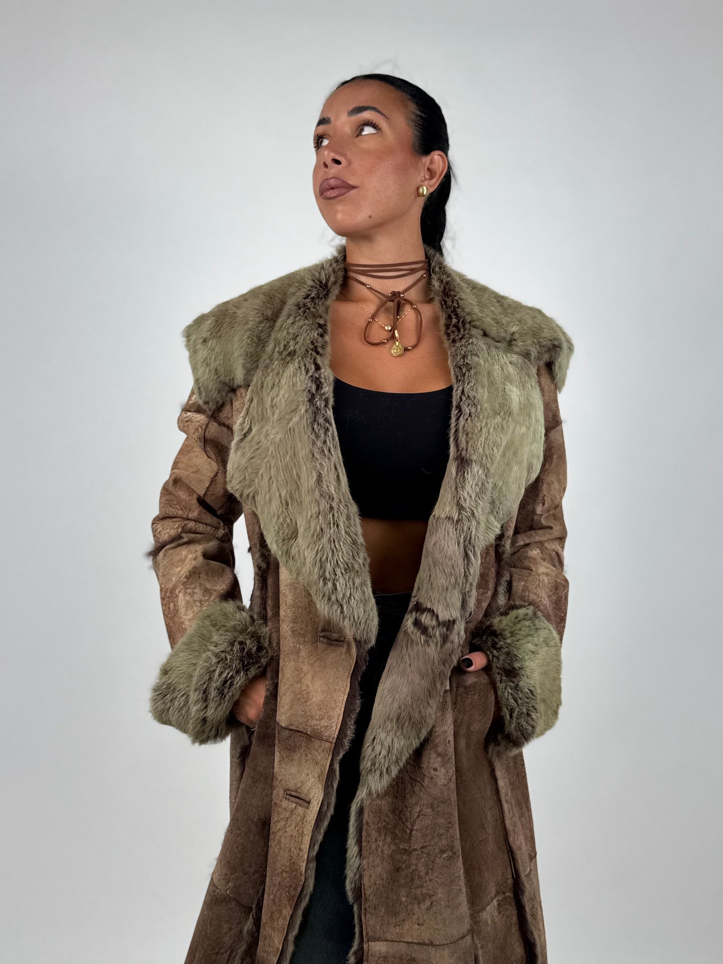 Cappotto in pelle e lapin N707